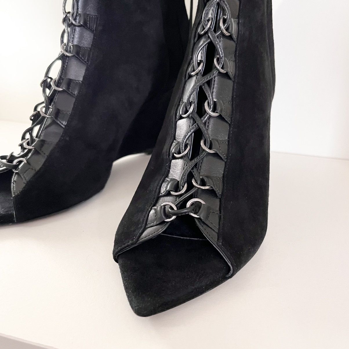 Narciso Rodriguez Narciso Rodriguez Black suede Lace-Up Wedge Boots Size US 6.5 / IT 36.5 - 17 Thumbnail