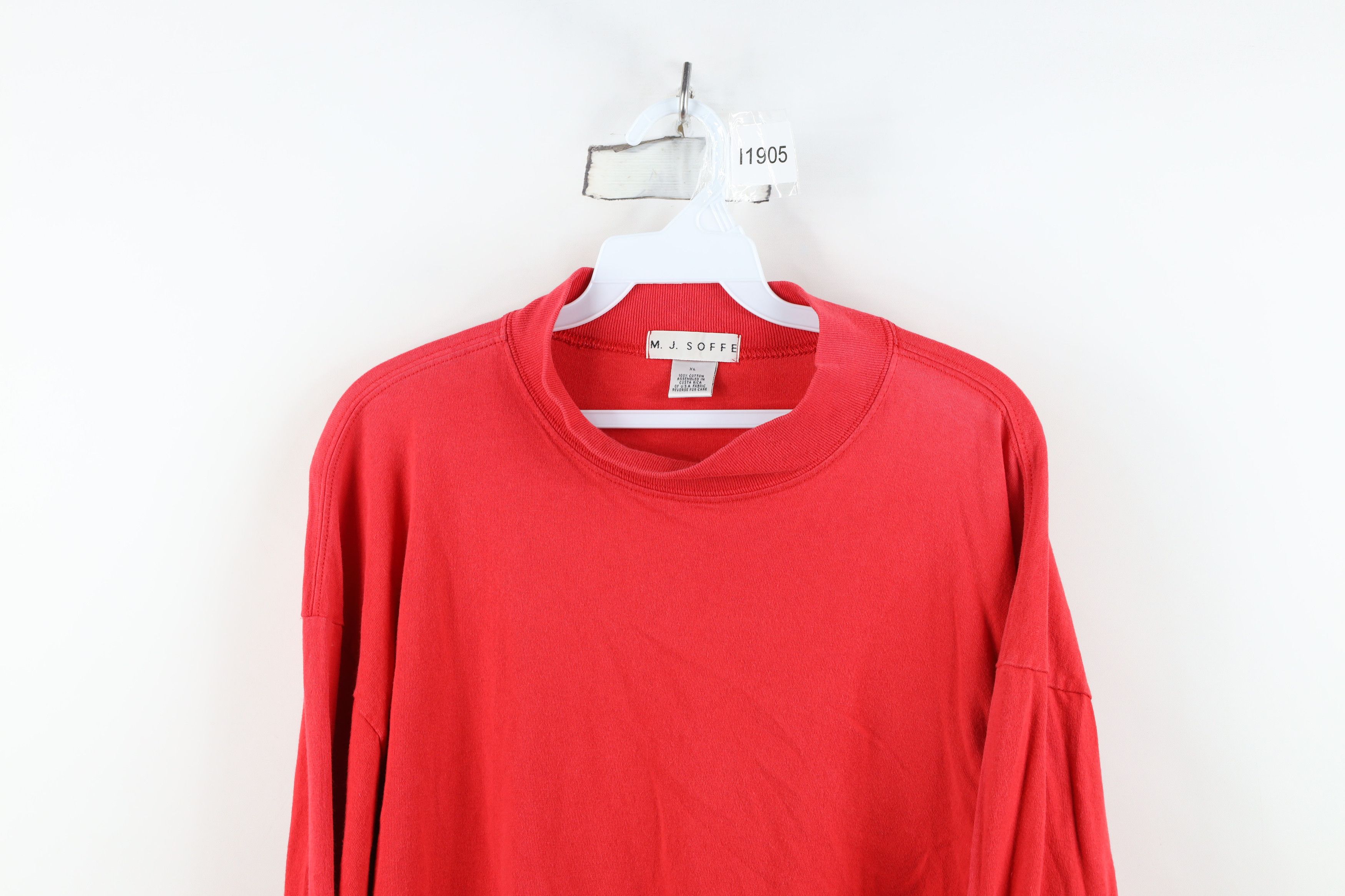 Vintage Vintage 90s Streetwear Mock Neck Long Sleeve T-Shirt Red Size US XL / EU 56 / 4 - 2 Thumbnail