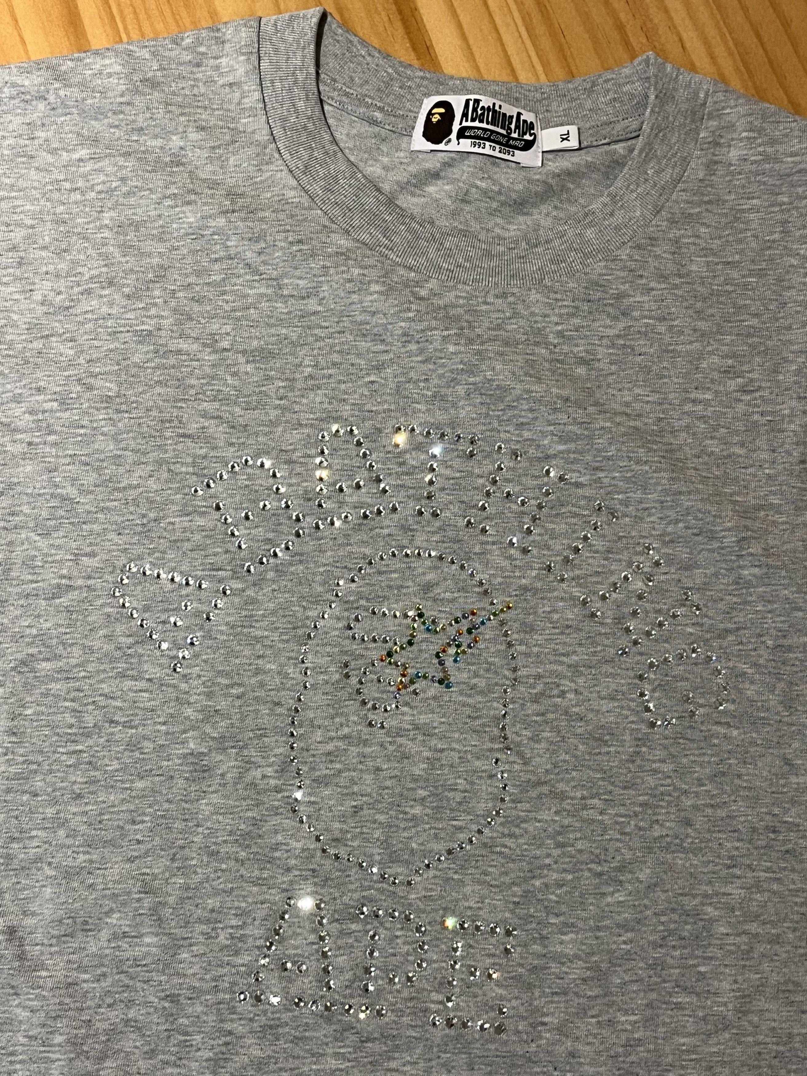 BAPE RAINBOW CRYSTAL STONE COLLEGE LOGO TEE