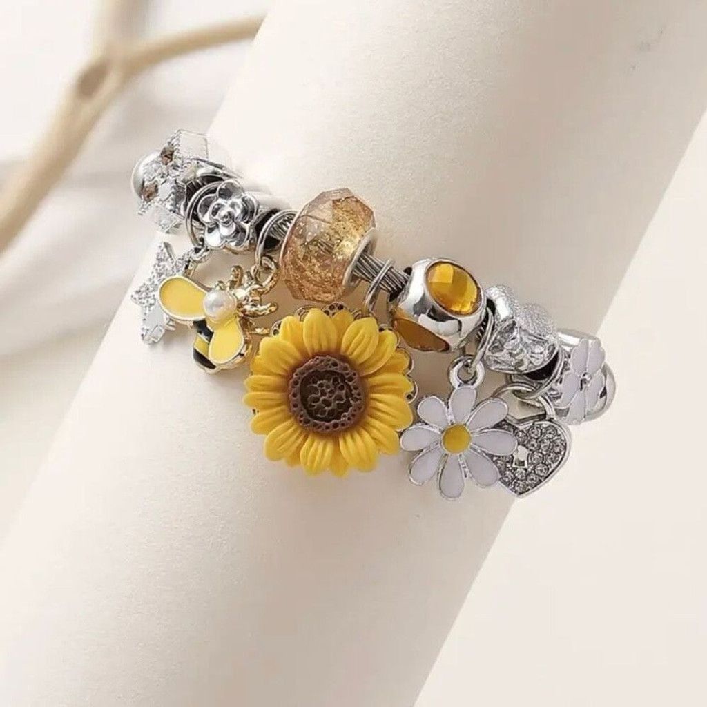 Other New Sunflower & Bee Charm Stainless Steel Bracelet Size ONE SIZE - 6 Thumbnail