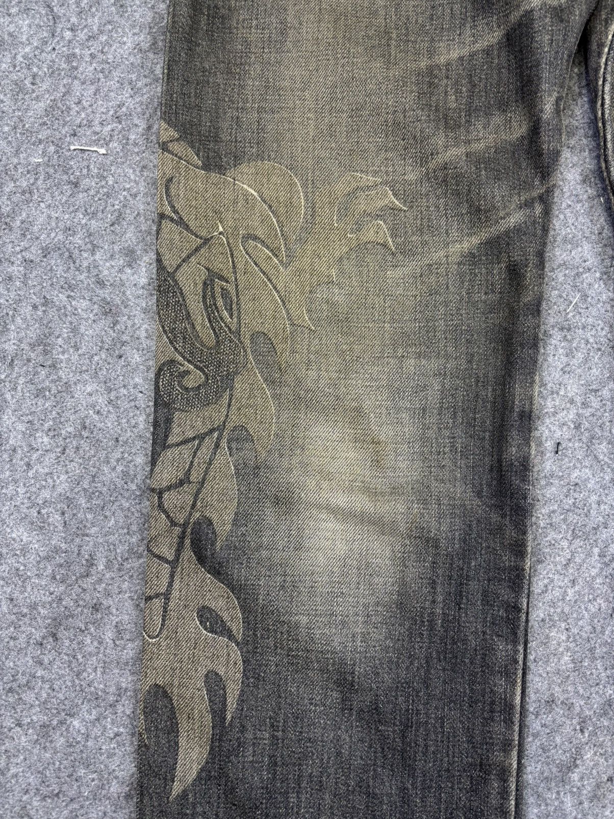 Japanese Brand 💥Artisanal💥Archival Marquis Twin Dragon Mural Denim F972 Size US 32 / EU 48 - 7 Thumbnail