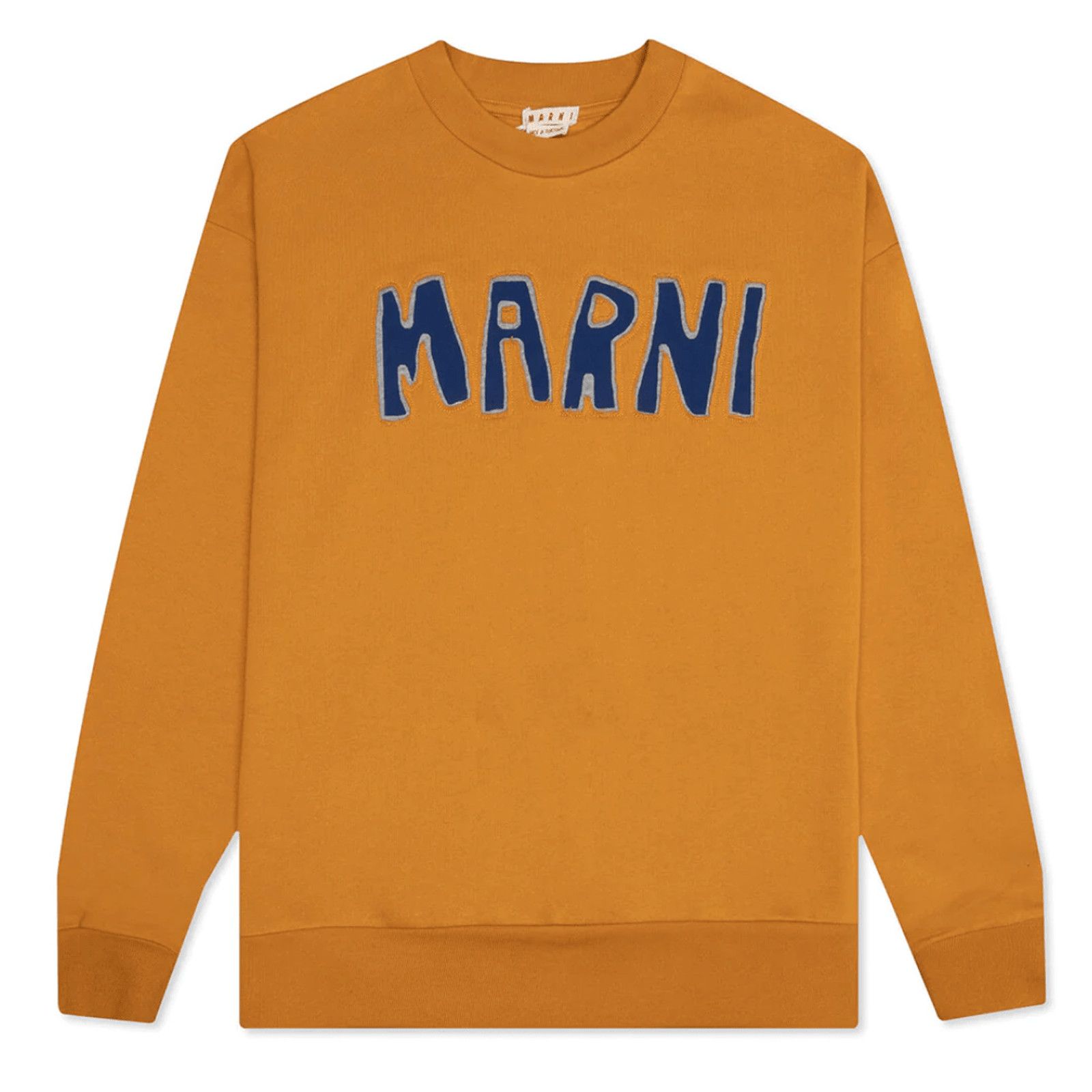 image of Marni Cutoff Brushed Logo Crewneck Sweatshirt Sun Orange, Men's (Size Small)