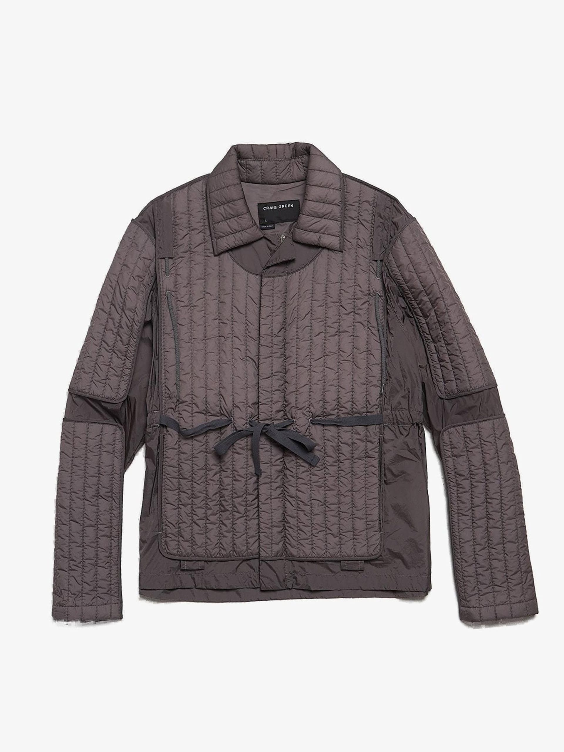 image of Craig Green Gray Narrowed Waist Quilted Laced Nylon Light Jacket in Grey, Men's (Size Large)
