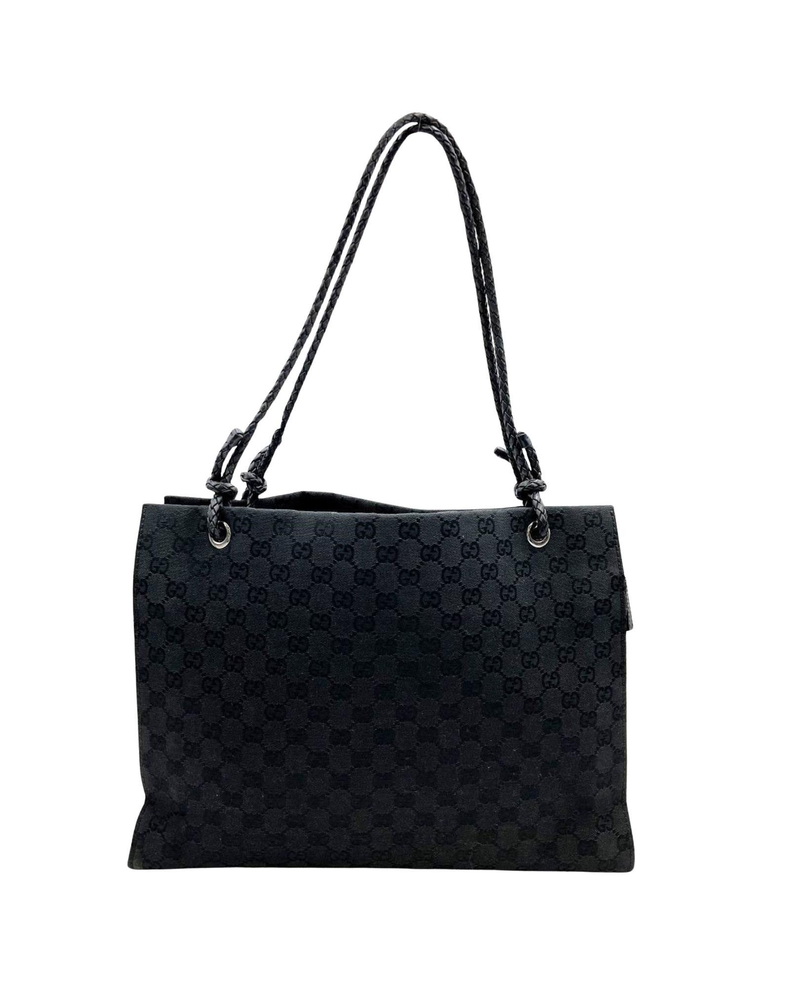 image of Gucci Classic Black Canvas Tote Bag, Women's