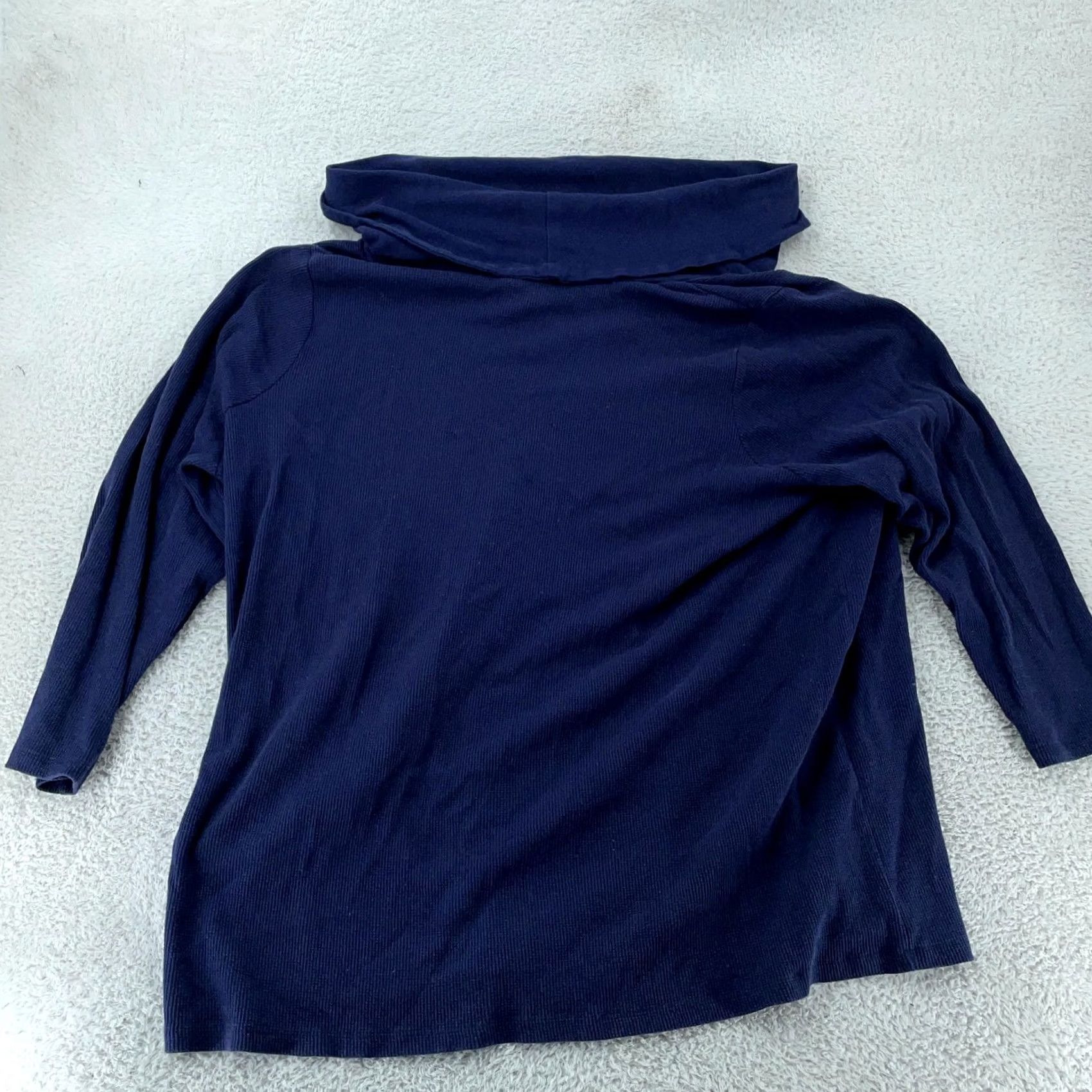 Vintage Roaman's Sweater Womens 4X Plus Navy Cowl Neck Ribbed Knit 3/4 Sleeve Pullover Knit Wool? Size XXL / US 16-18 / IT 52-54 - 3 Thumbnail