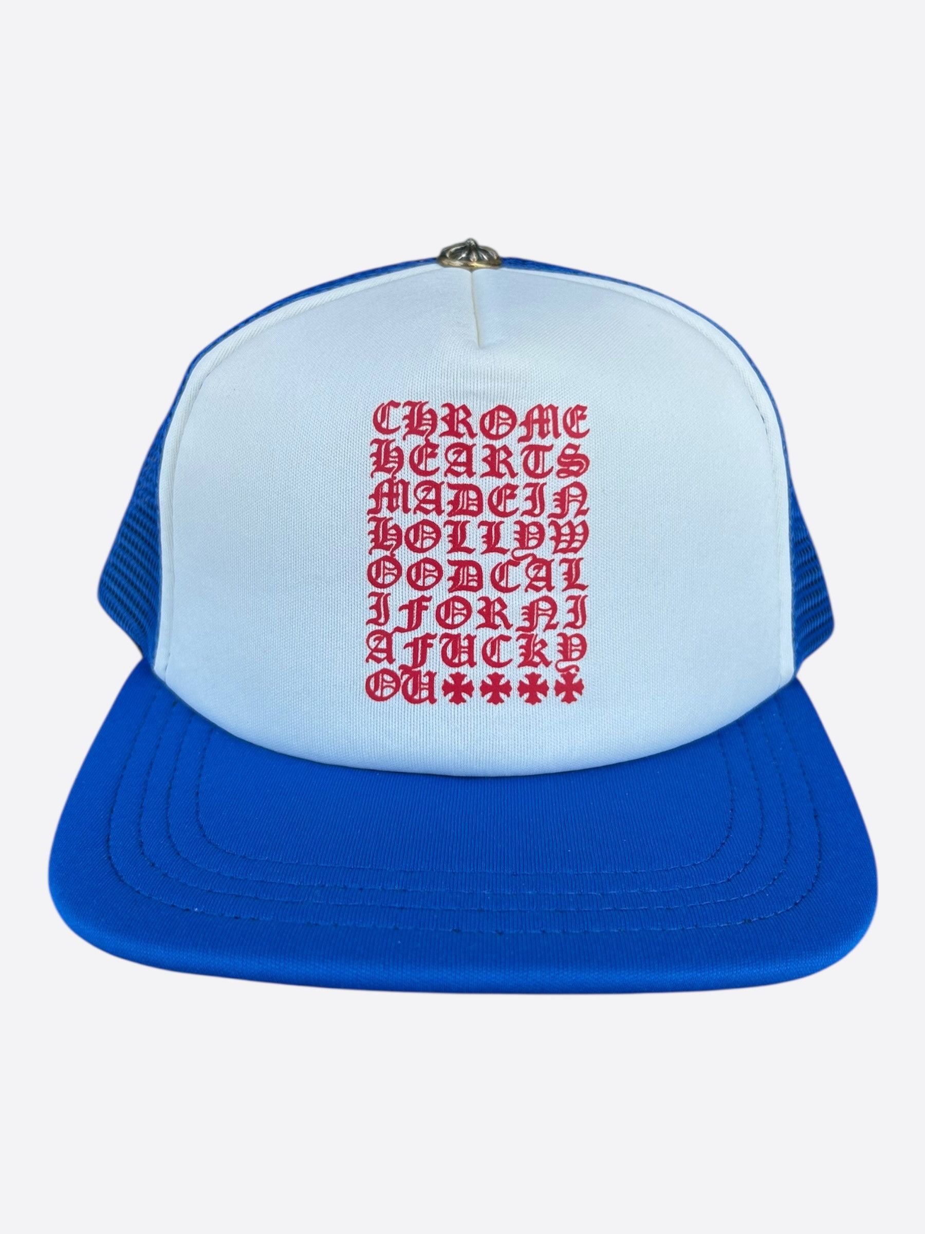 Chrome Hearts Chrome Hearts Blue, White & Red Eyechart Trucker Hat Size ONE SIZE - 1 Thumbnail