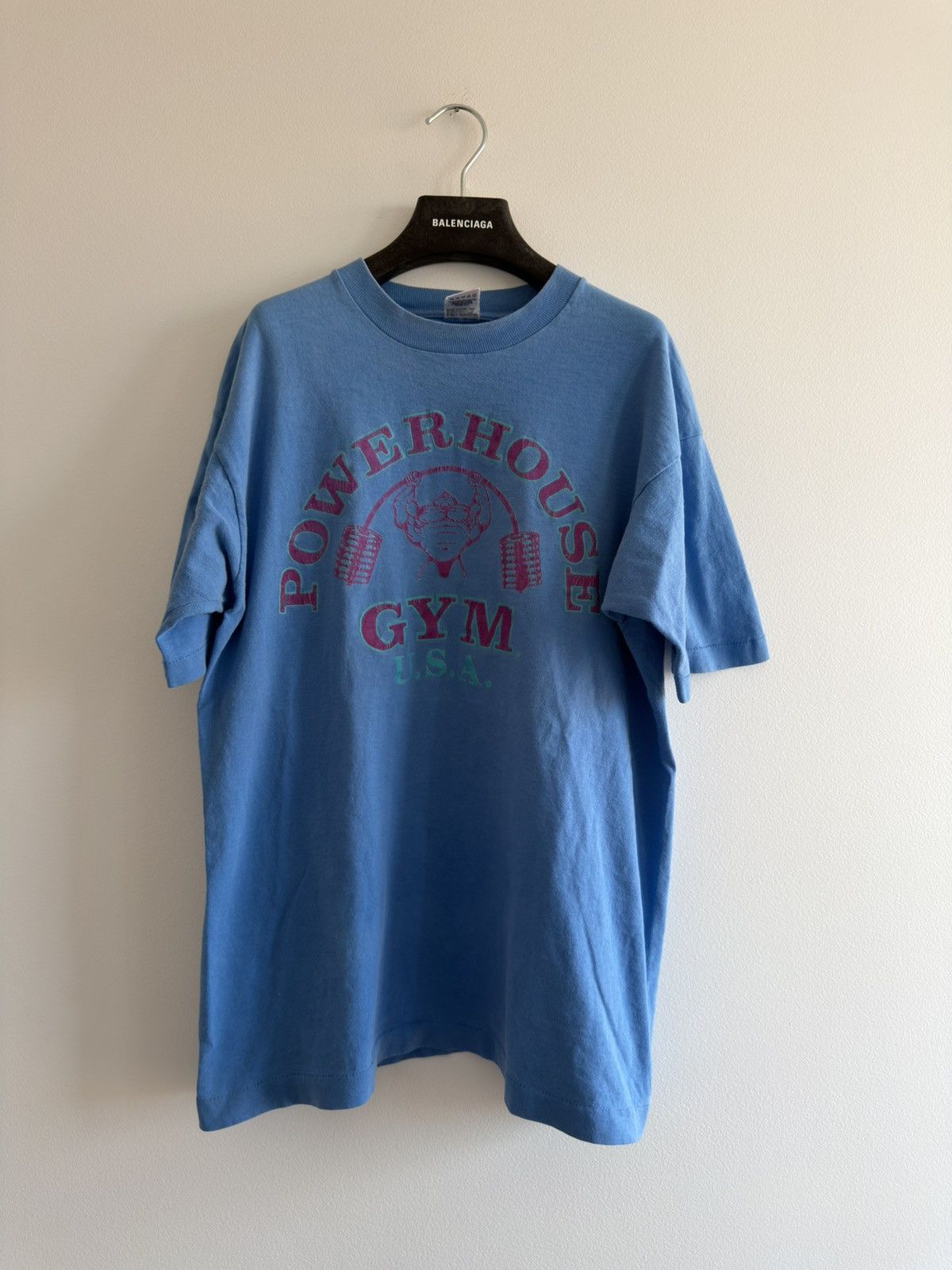 Vintage *RARE* 1990s 90s VINTAGE POWERHOUSE GYM BLUE PURPLE USA TEE Size US M / EU 48-50 / 2 - 1 Thumbnail