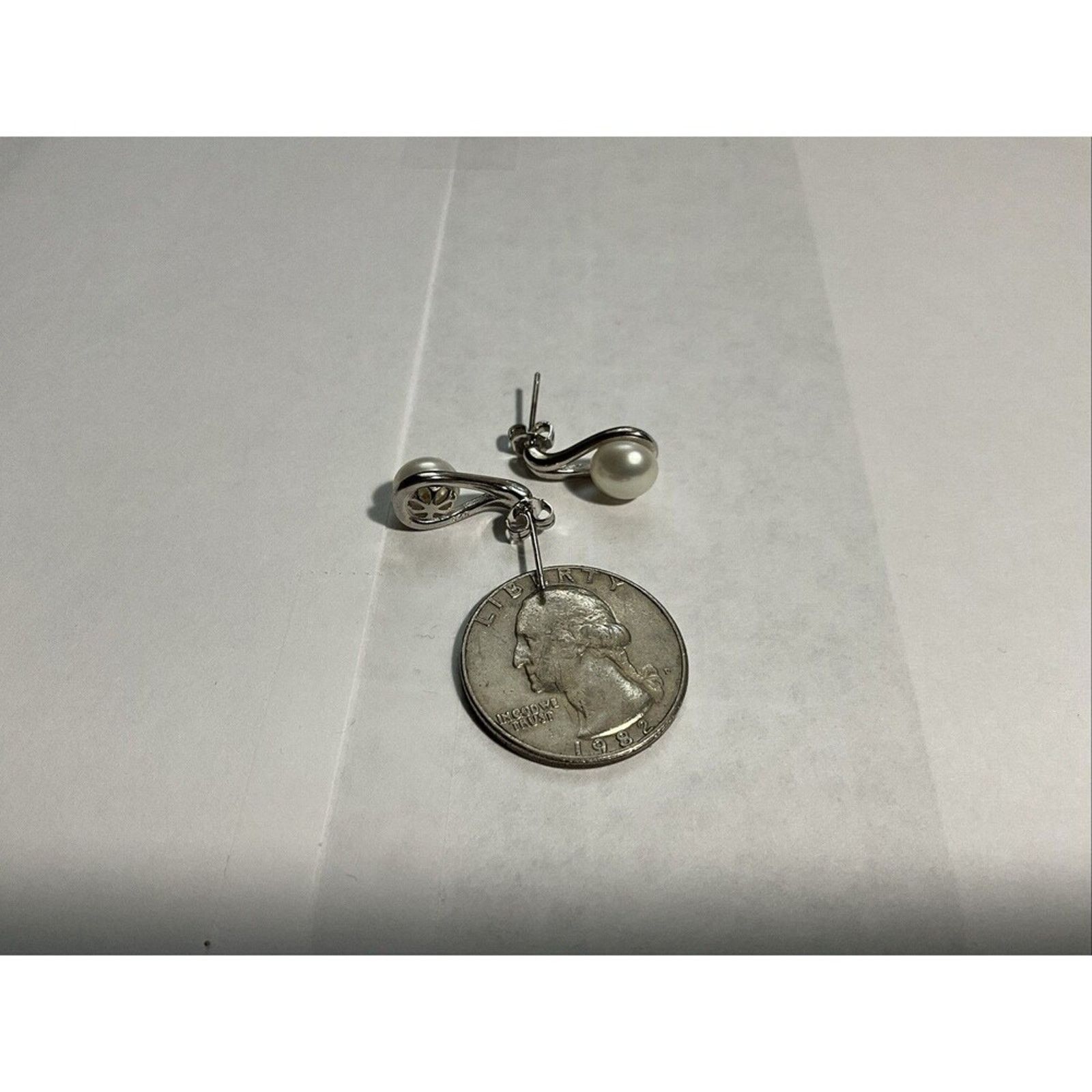 Other Vintage Sterling Silver Pearl Stud Earrings Signed Cp 925 S Size ONE SIZE - 3 Thumbnail