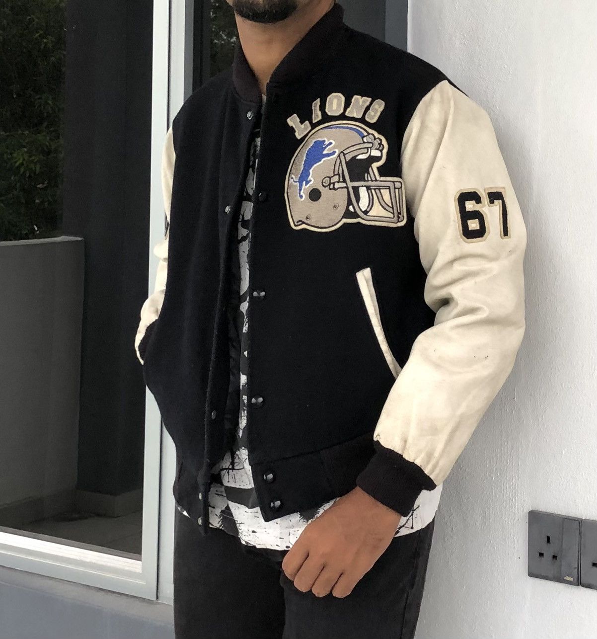 Chalk Line Vintage 80s Chalk Line Wool Leather Varsity Jacket Size US M / EU 48-50 / 2 - 7 Thumbnail