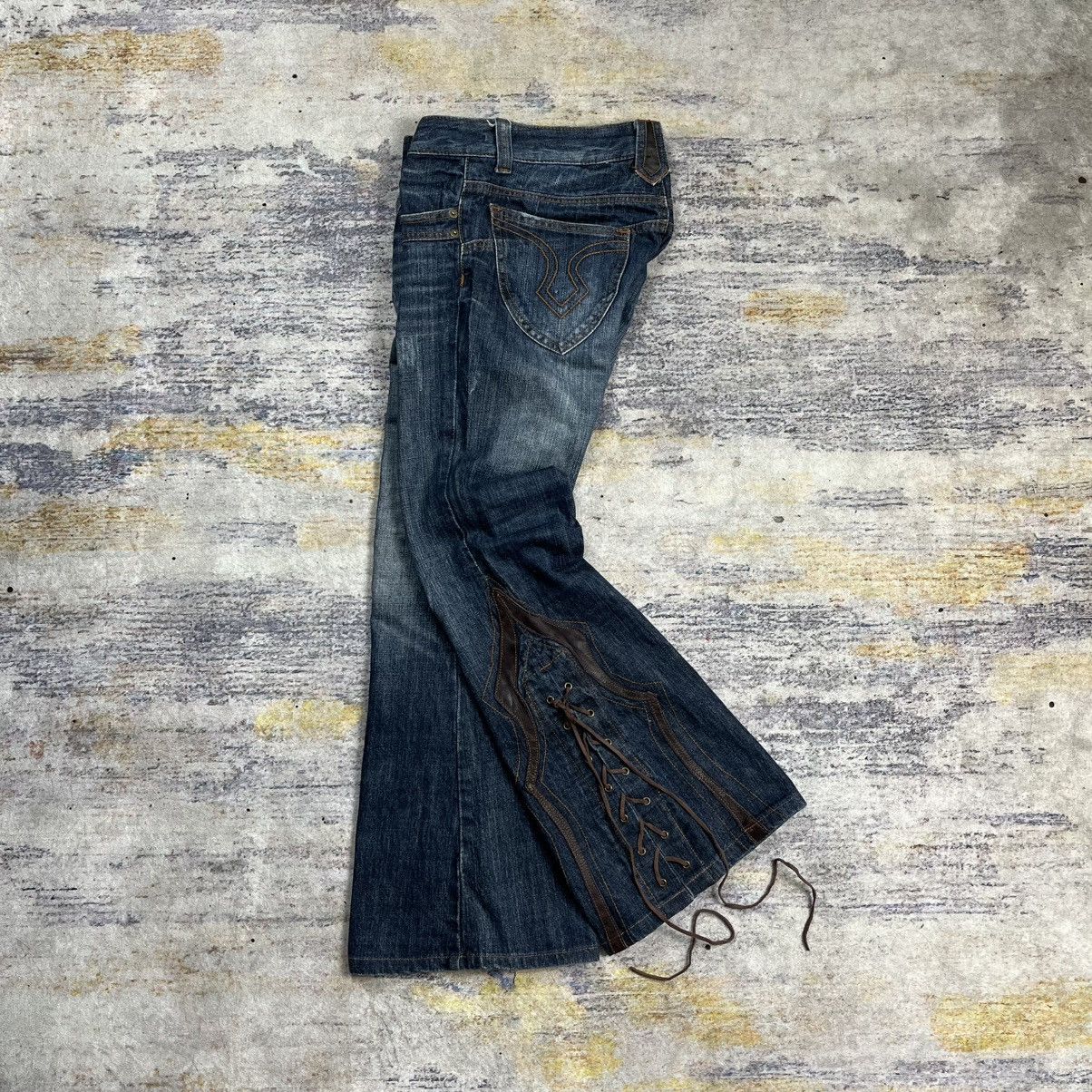 Tornado Mart Tornado Mart western leather accented lace up flared jeans Size US 30 / EU 46 - 3 Thumbnail