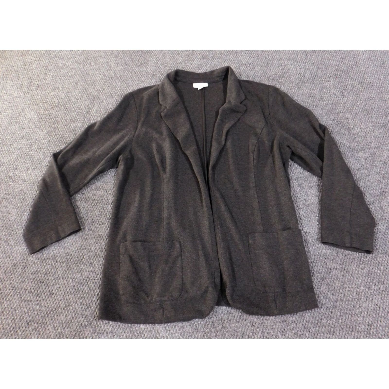 J. Jill J. Jill Blazer Womens Medium Gray Open Front Ponte Knit Jacket Full Zip Lined Collared Classic BLAZER Women M Gray Knit Jacket Size M / US 6-8 / IT 42-44 - 2 Thumbnail