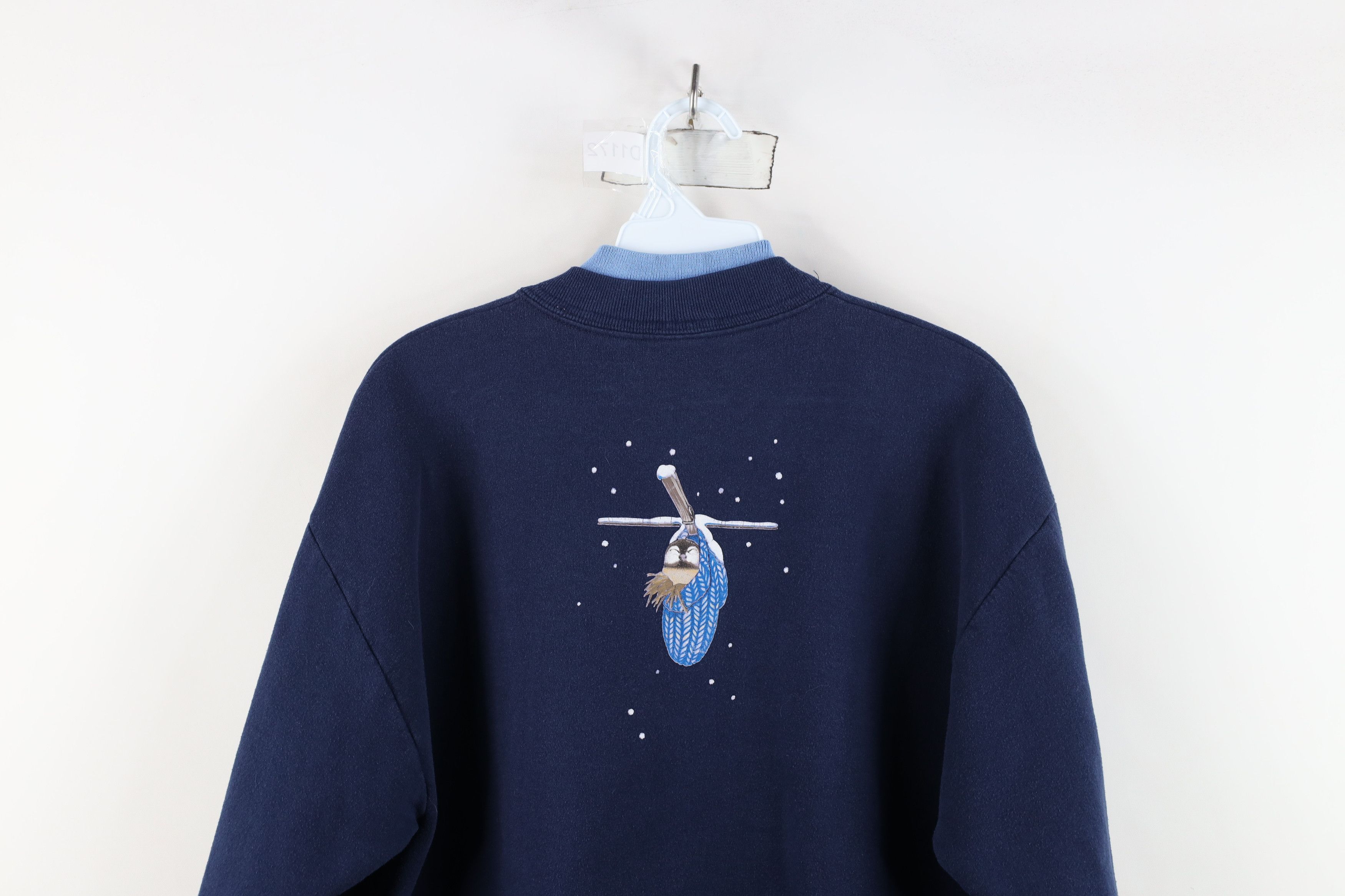 Vintage Vintage 90s Streetwear Christmas Snow Birds Sweatshirt Blue Size M / US 6-8 / IT 42-44 - 13 Thumbnail