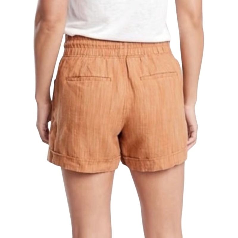 Athleta Athleta Cabo Linen Textured 4" Short in Brown, Size 26 Size 42" / US 20 - 2 Thumbnail