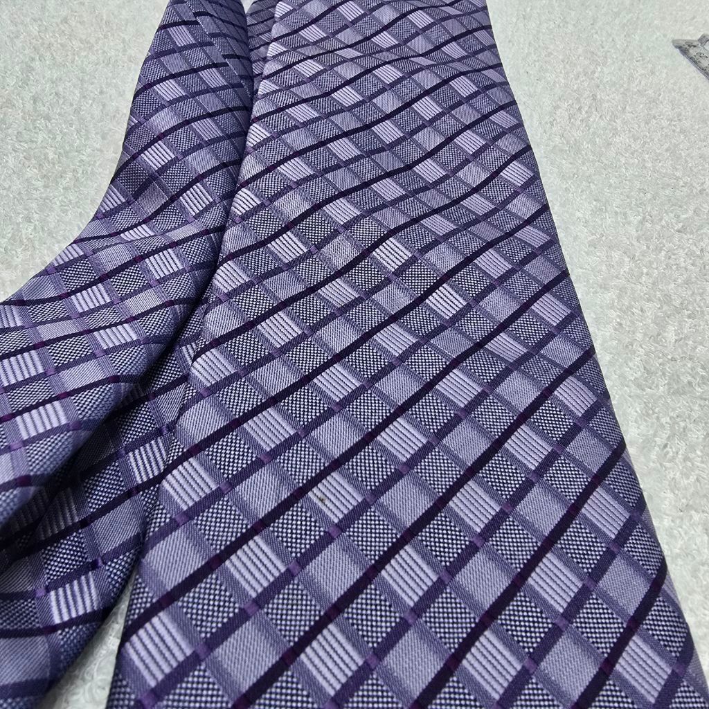 Van Heusen Men's Van Heusen Purple Plaid Tie One Size Size ONE SIZE - 2 Thumbnail