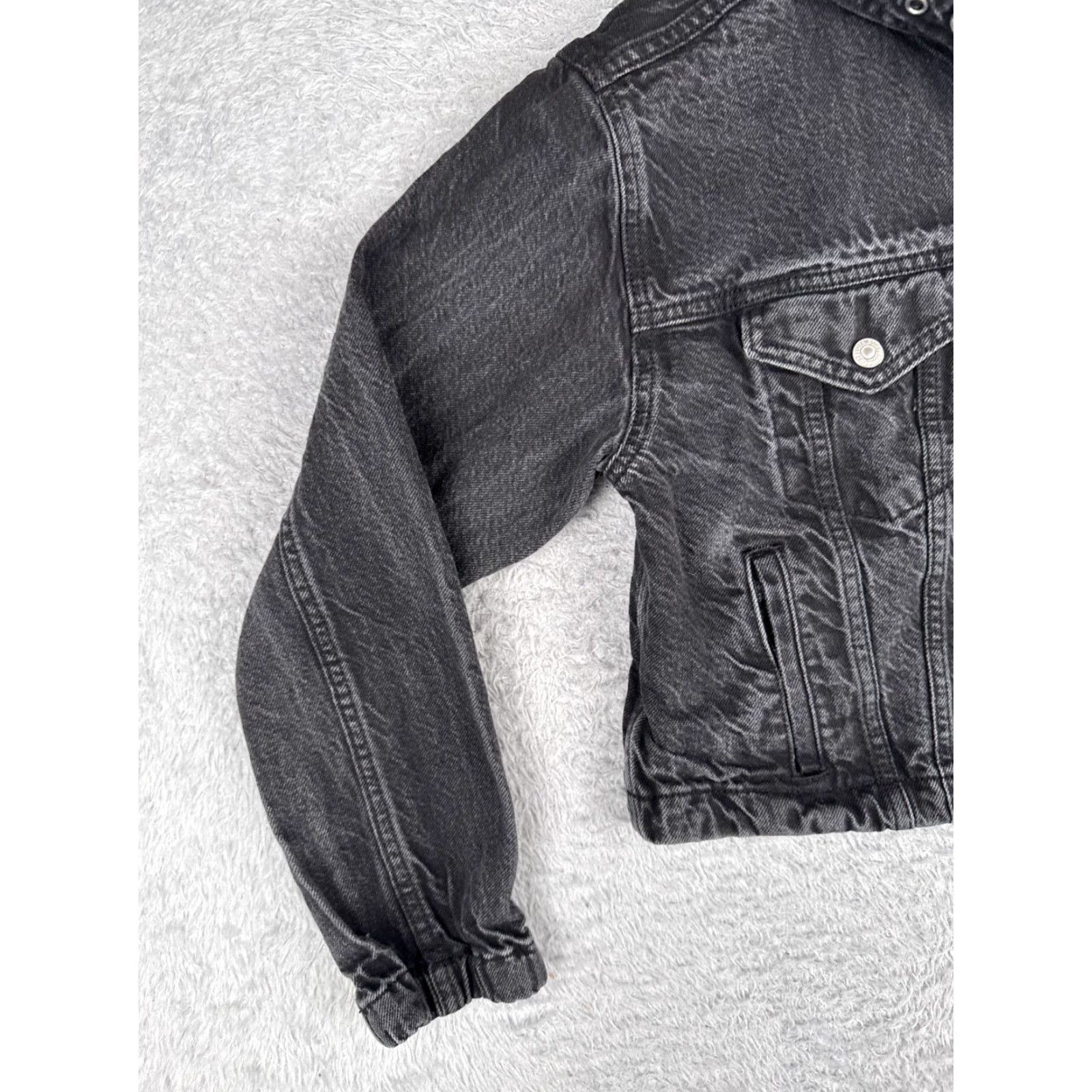 Levi's Levi's Jacket Womens Denim Black Cotton Hooded Short Sleeve - Regular Fit - Button Up - 80s 90s Classic - Womens Size 32" / US 10 / IT 46 - 3 Thumbnail