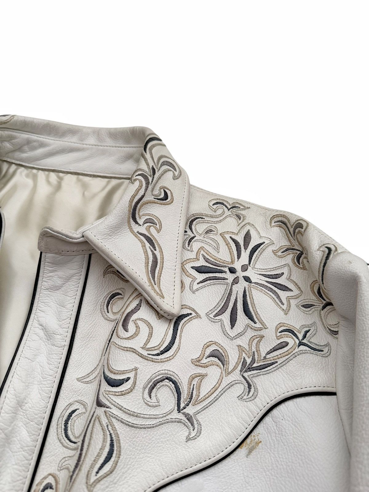 A&G Rock Sample White Leather Western Shirt Jacket Size US S / EU 44-46 / 1 - 5 Thumbnail