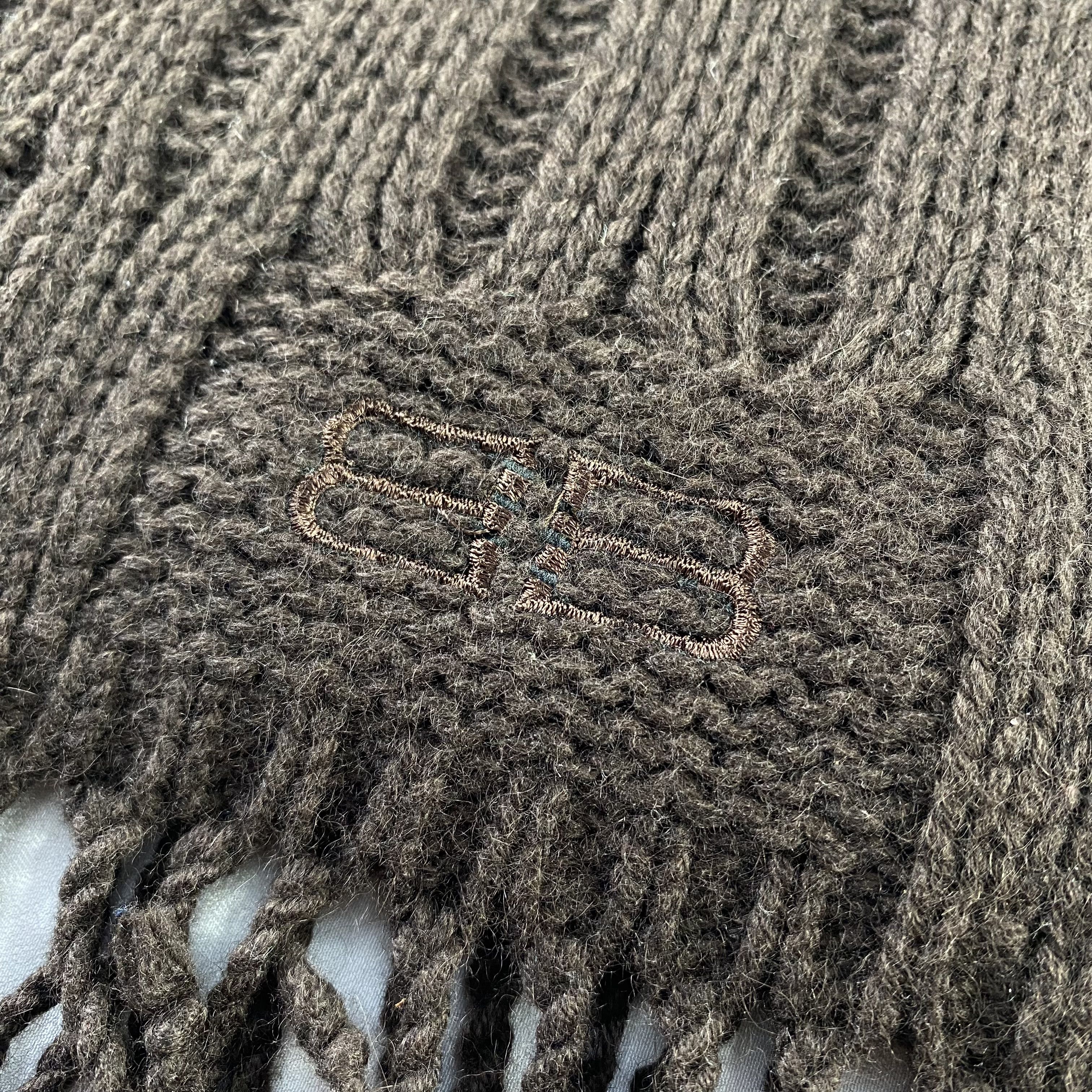 Balenciaga × Vintage Cable Knit Balenciaga Scarf Neck Wrap Wool Muffler Size ONE SIZE - 5 Thumbnail