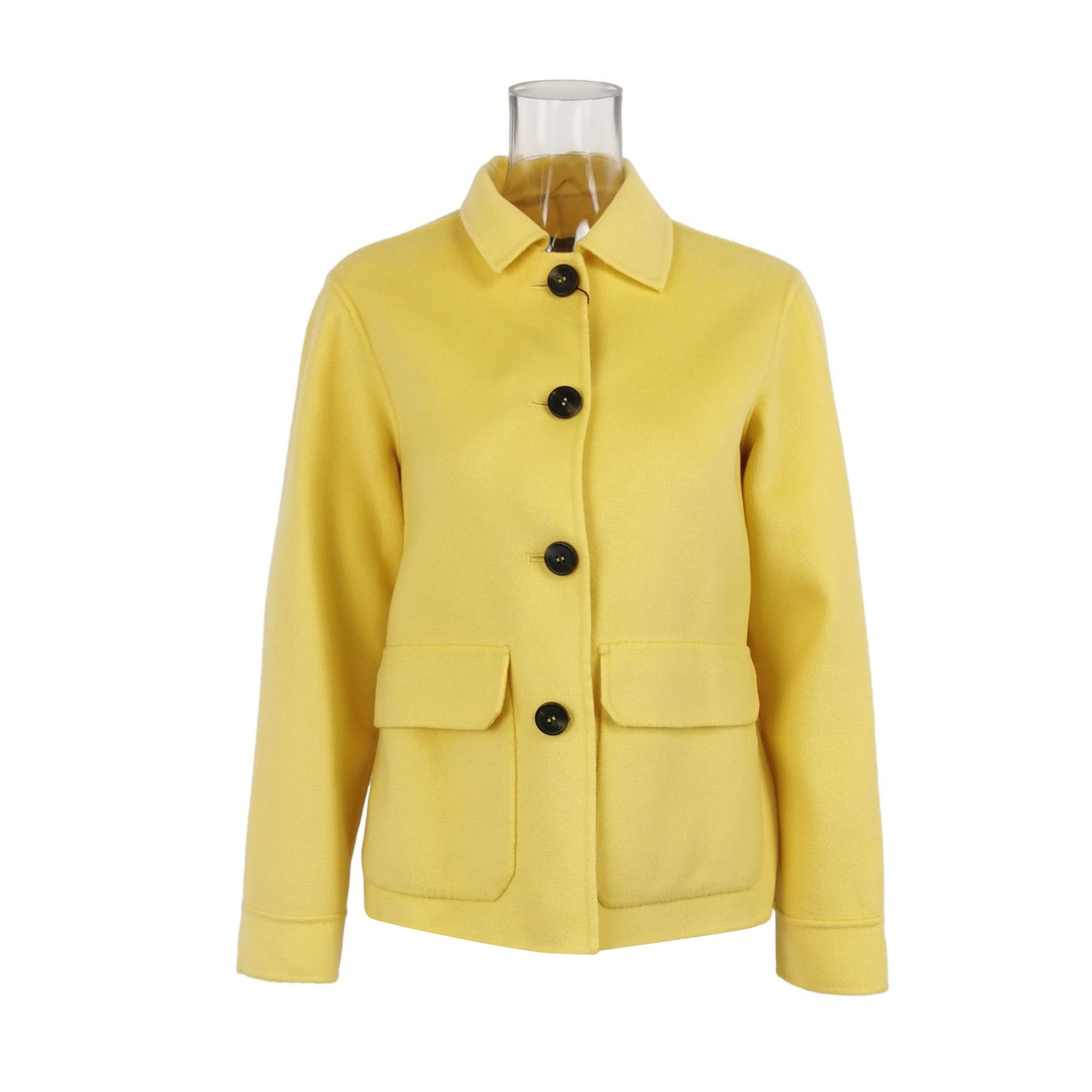 Weekend Max Mara Weekend Max Mara Yellow Wool Blend Lapel Coat XS/US2 Size XS / US 0-2 / IT 36-38 - 1 Thumbnail