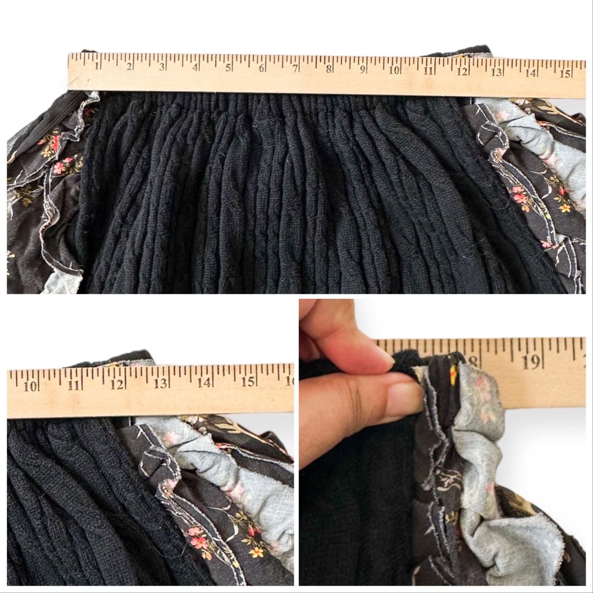 COMME DES GARÇONS Tricot Floral Print/Cable knit Midi Skirt