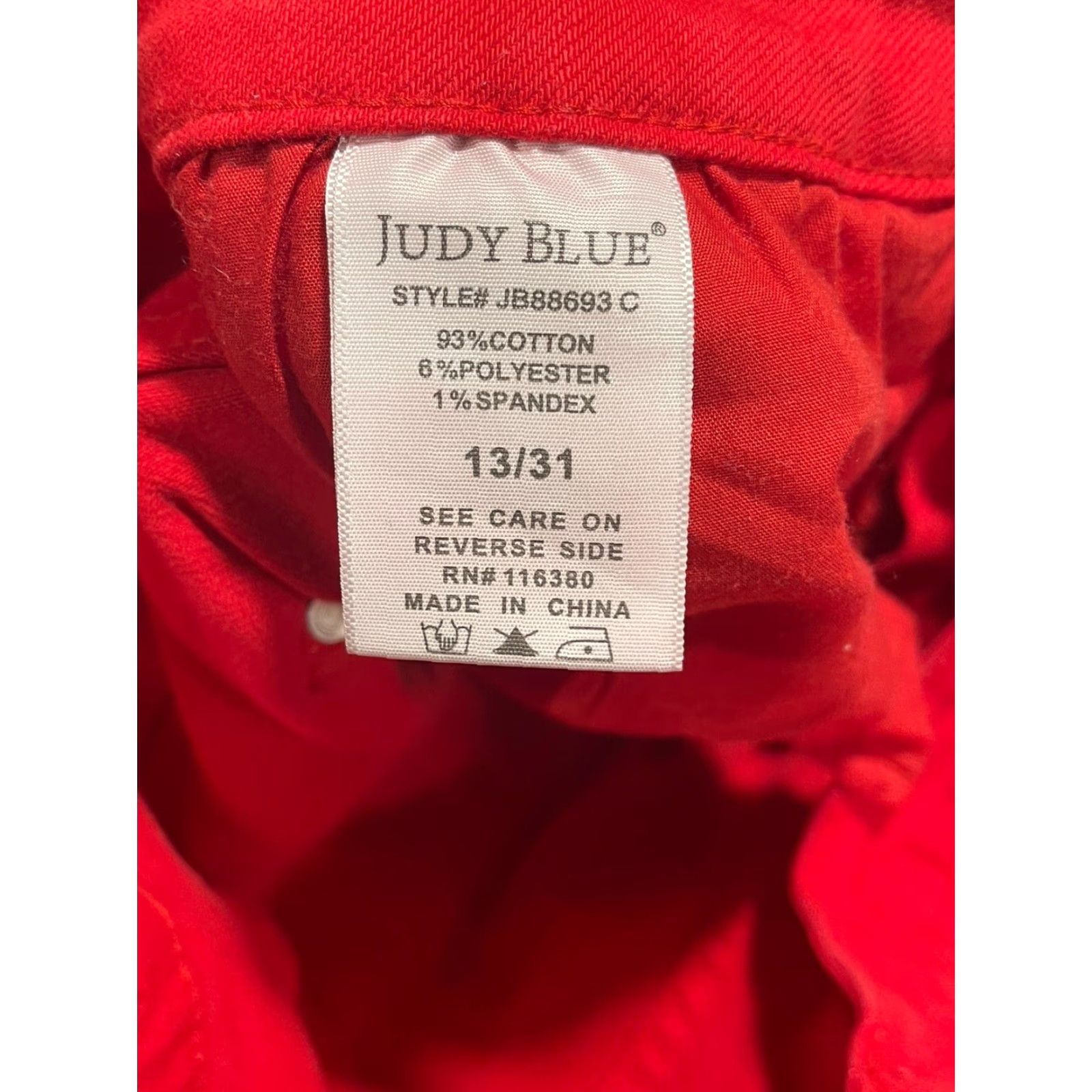 Vintage Judy Blue Garment Dyed Denim Jeans Red 90s Straight Womens Sz 13/31 High Waist 32 in Inseam 31 in Zip Button 5-Pocket Size 24" / US 00 / IT 34 - 7 Thumbnail
