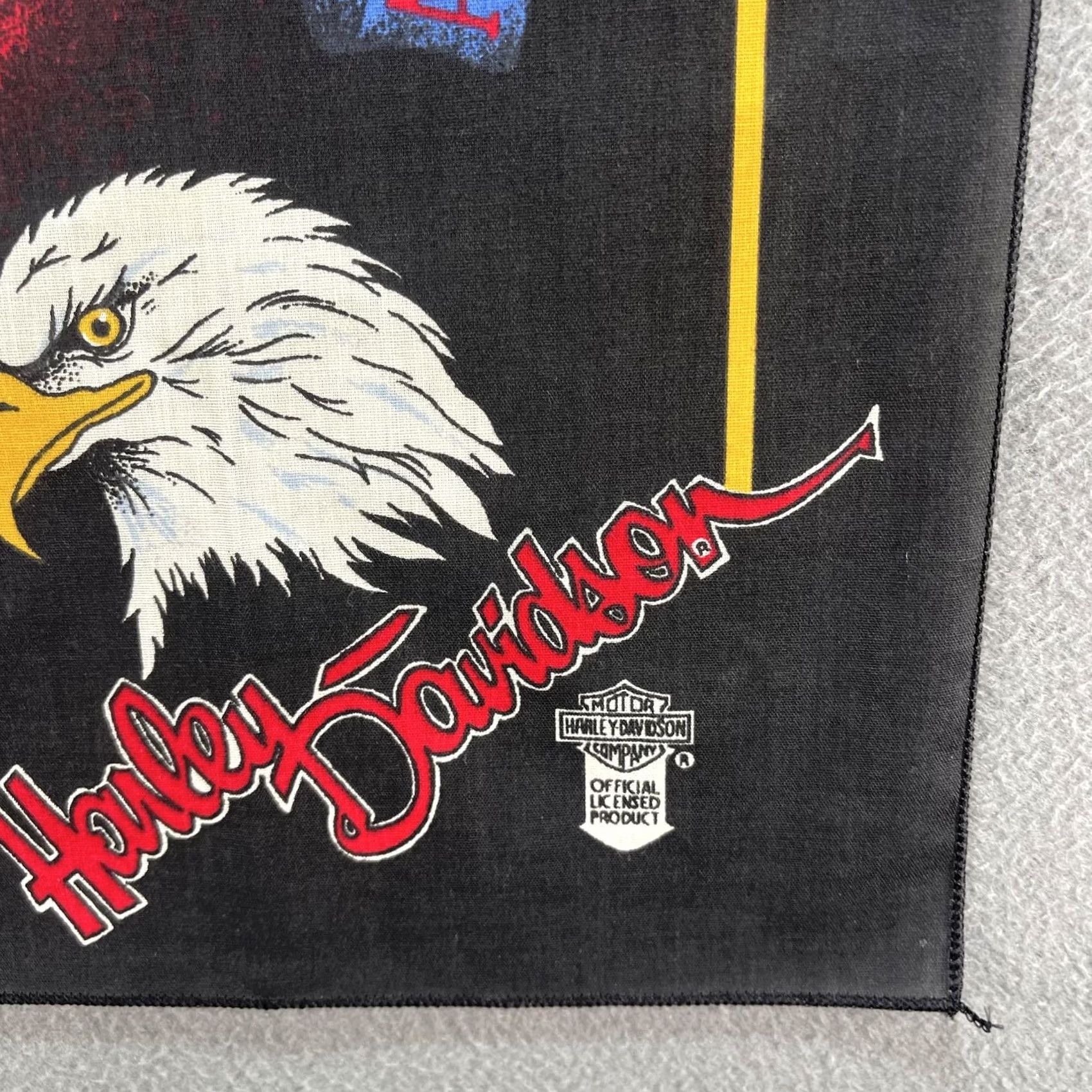 Harley Davidson VINTAGE Harley-Davidson Bandana Black American Glory Eagle Bar Shield Made USA 90s Bandana Men One Size Cotton Blend Polyester Size ONE SIZE - 2 Thumbnail