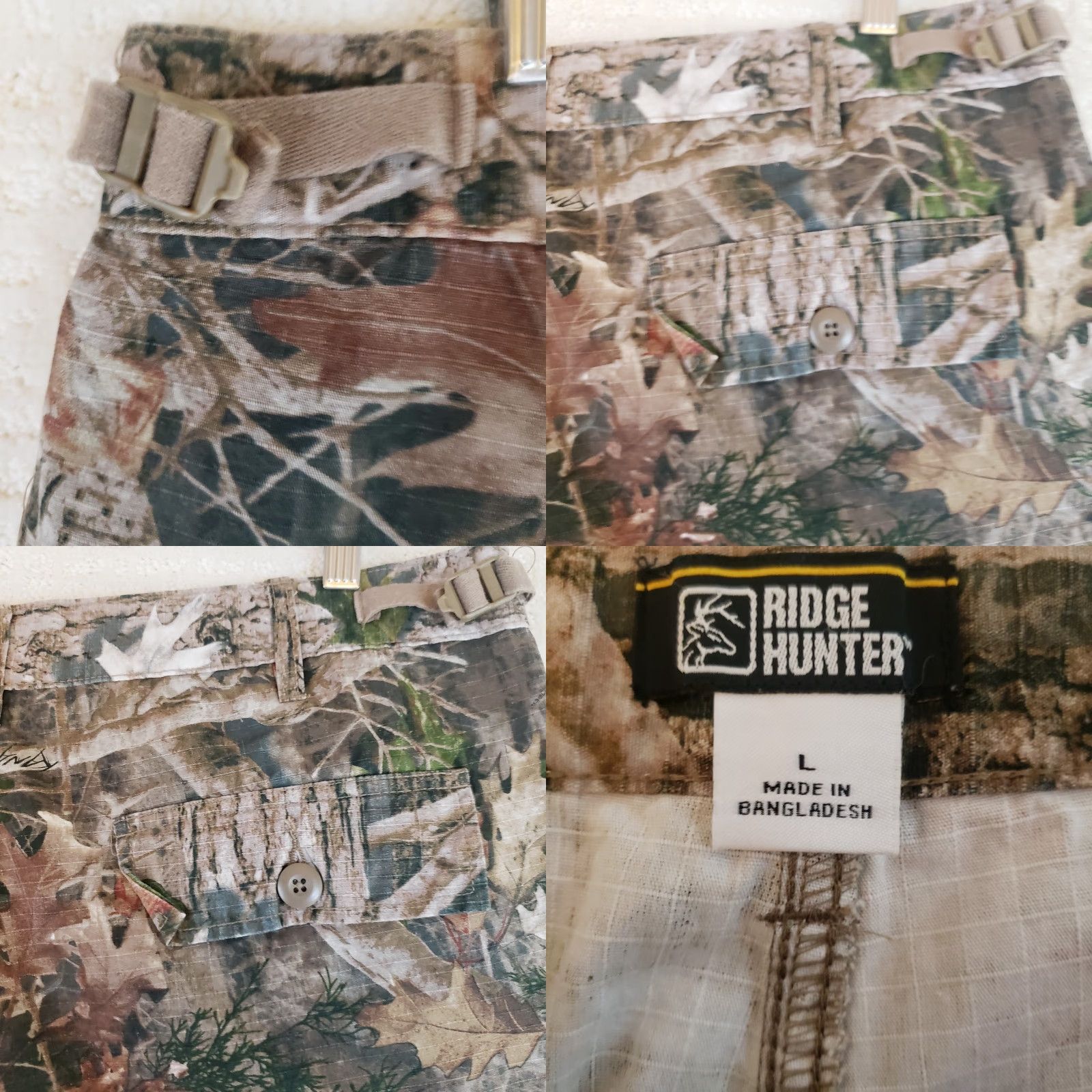 Hunter Ridge Hunter Pants Mens Large Brown TrueTimber Camouflage Cargo Straight Leg Tie Size US 33 - 10 Thumbnail