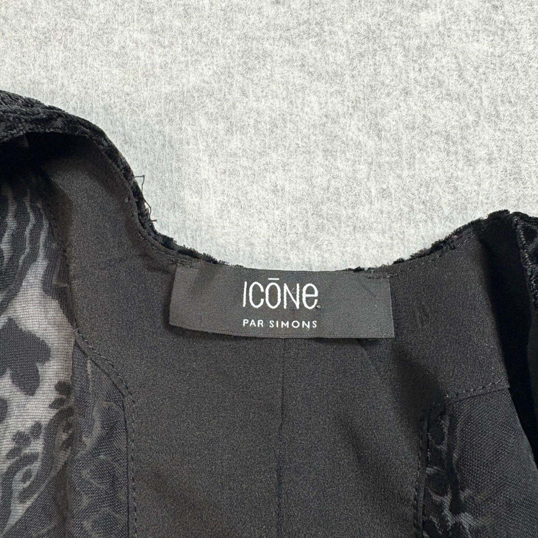 Simons Icone Simons Jacket Woman Black Burnout Velvet Layer Open Sheer Bohemian Basic Jacket Size ONE SIZE - 3 Thumbnail