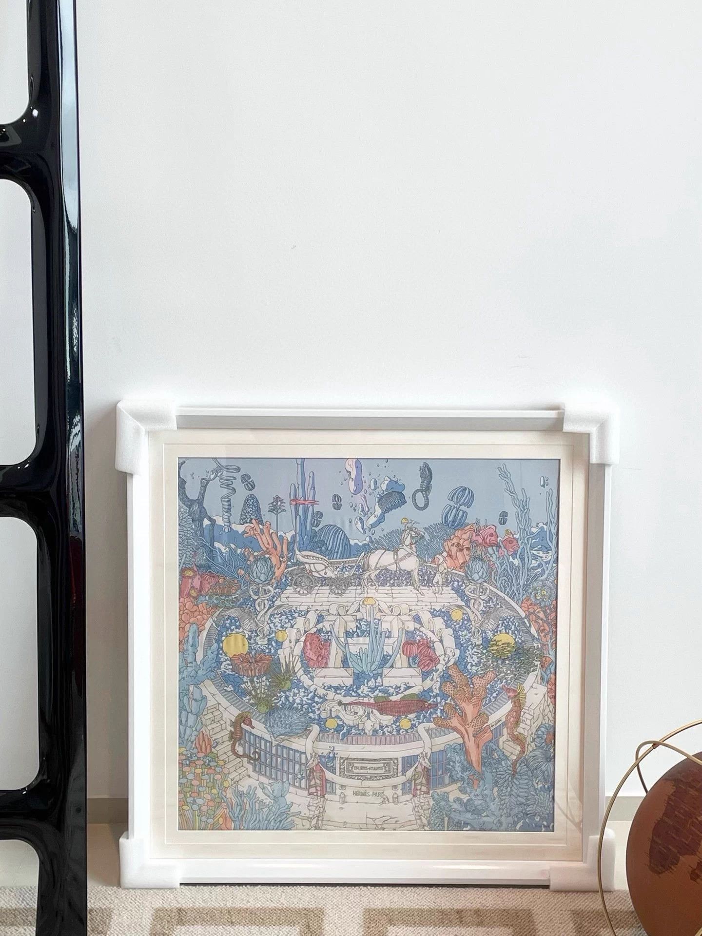 Hermes Hermes 70x70 Silk Scarf Atlantis Blue Border New Framed Size ONE SIZE - 2 Thumbnail