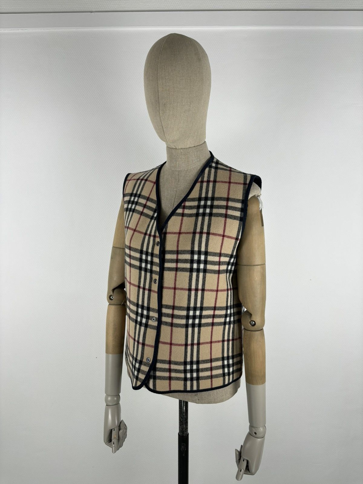 Burberry × Burberry Prorsum VTG 90s BURBERRY London "New Towey" Wool Nova Check Navy Vest Gilet Waistcoat 44 Size M / US 6-8 / IT 42-44 - 4 Thumbnail
