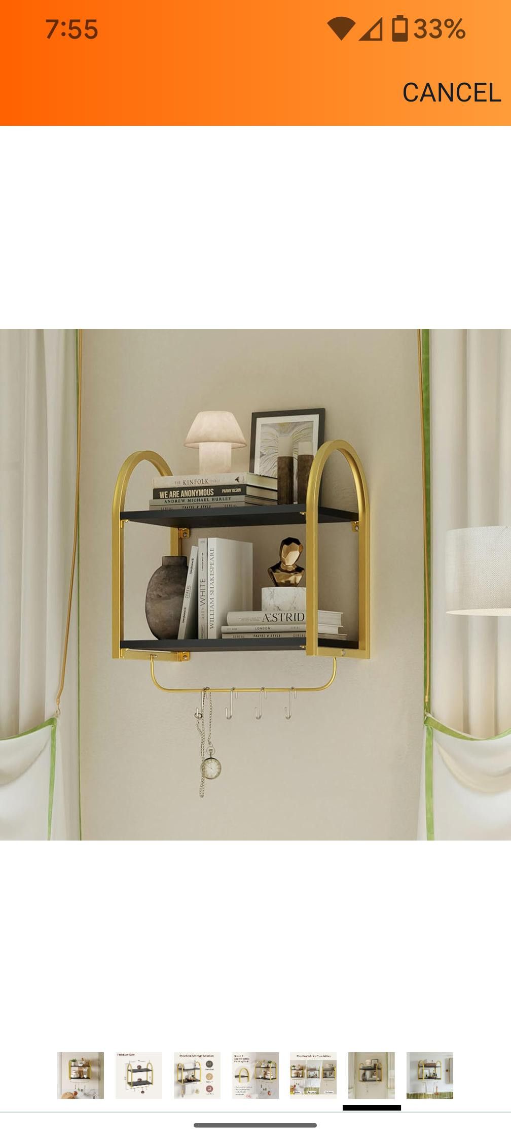 NBDN Nobrandedon Black Floating Shelves for Wall, 2 Tier Black Shelves, Gold Size ONE SIZE - 2 Thumbnail