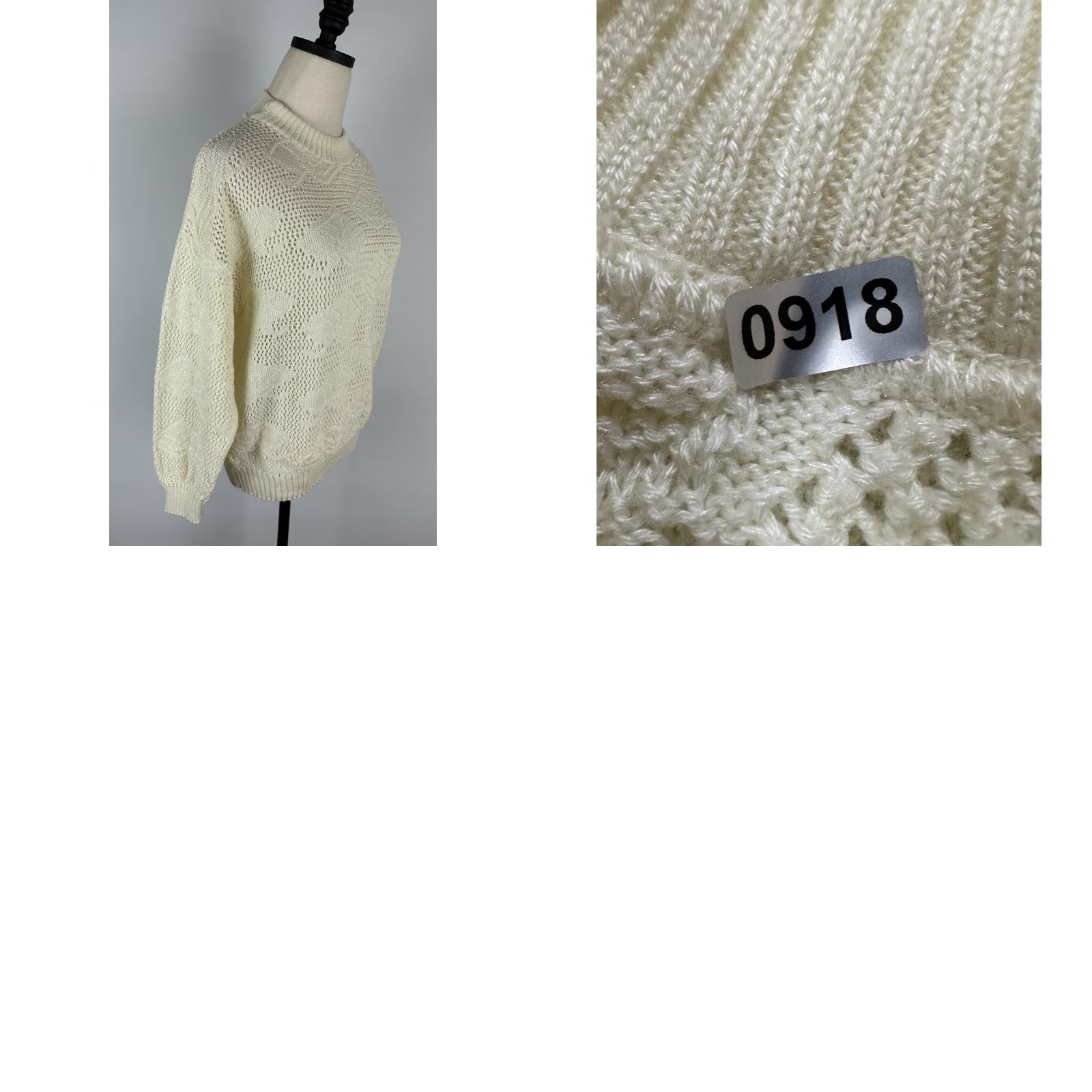 Vintage VINTAGE Unbranded Sweater Womens Open Knit Ivory Crewneck 80s 90s Geometric Long Sleeve Medium Size M / US 6-8 / IT 42-44 - 8 Thumbnail