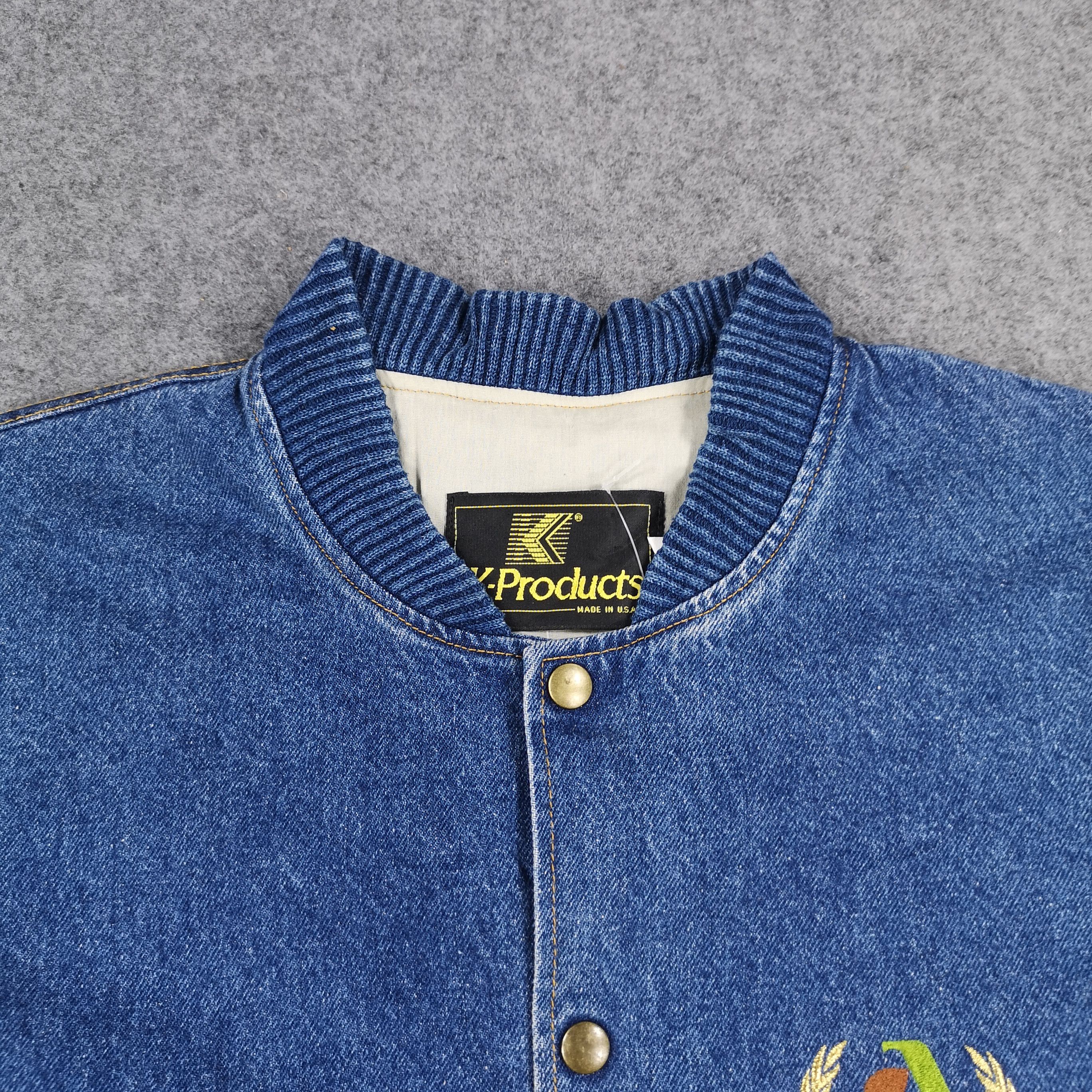 Vintage Vintage K-Products Blue Denim Varsity Jacket Size US M / EU 48-50 / 2 - 5 Thumbnail