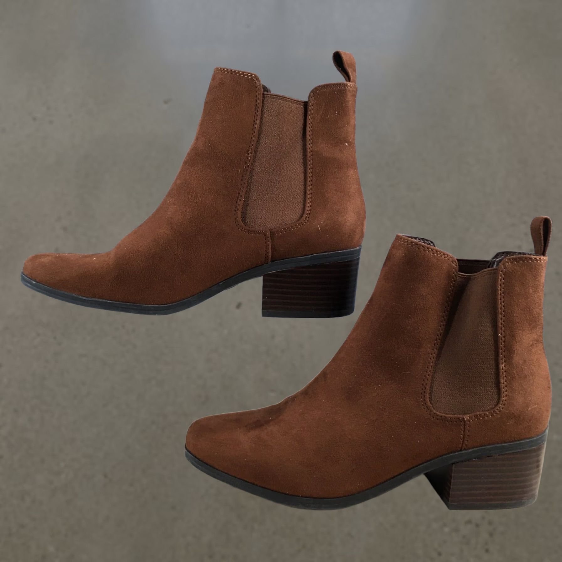 Vintage A New Day Boots Womens 7 Chelsea Pull On Ankle Bootie Brown Fabric Heels Casual Size US 7 / IT 37 - 1 Thumbnail