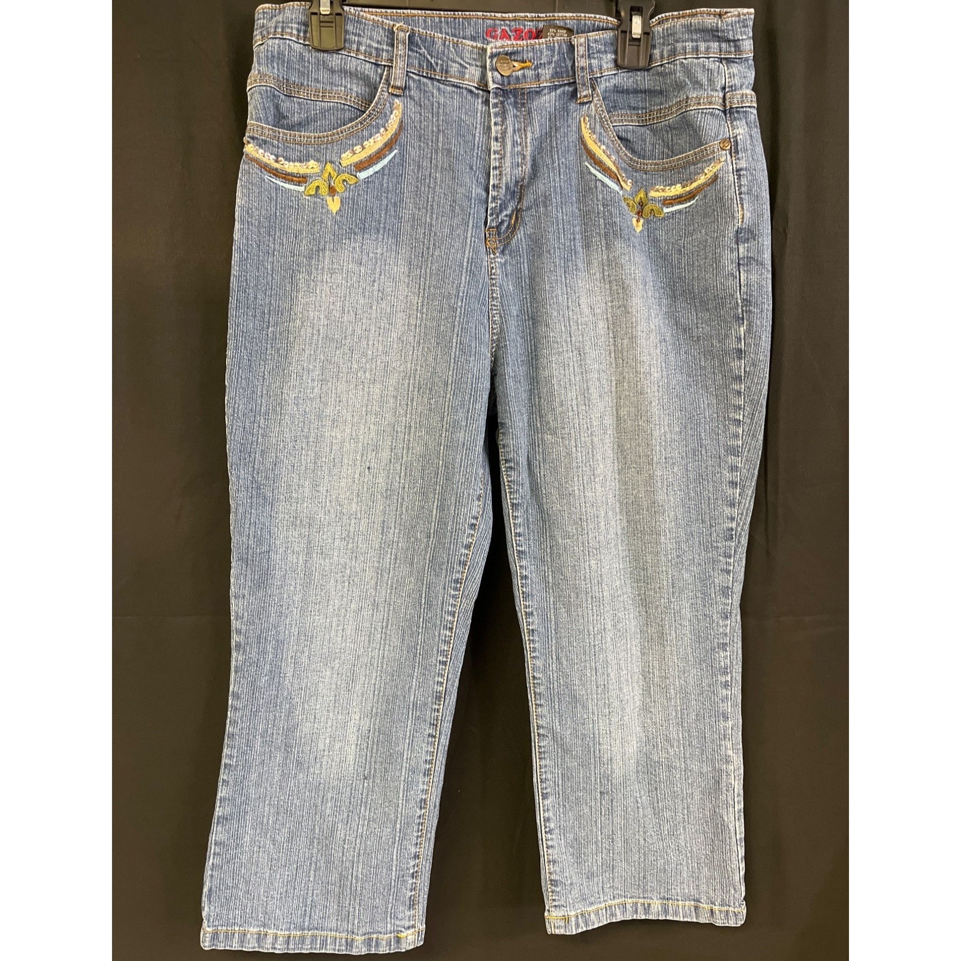 Other Gazoz Women's Blue Embroidered Jeans/Straight Leg Sz 14 SKU Size 36" / US 14 / IT 50 - 1 Thumbnail