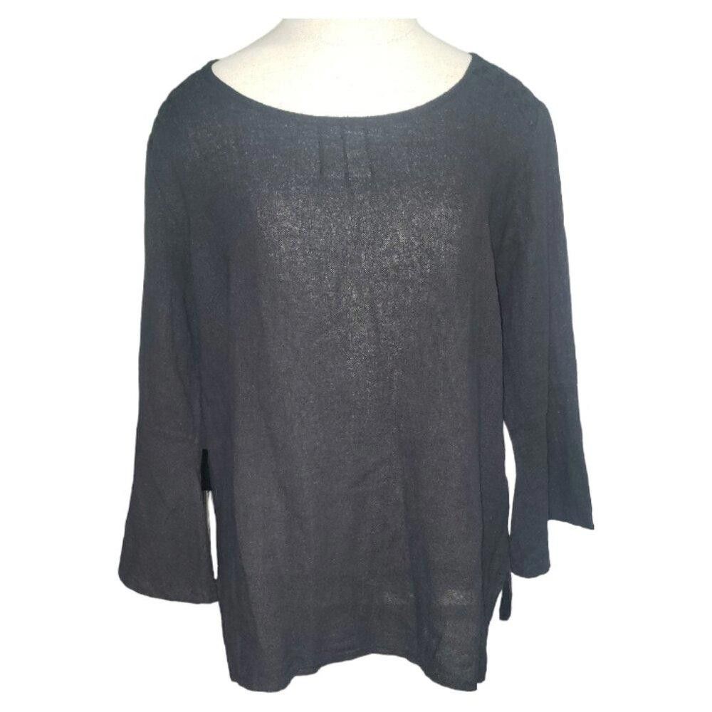 Designer CT1699 Gigi Moda Gianni Black Bell Sleeve Blouse S/M Size S / US 4 / IT 40 - 1 Thumbnail
