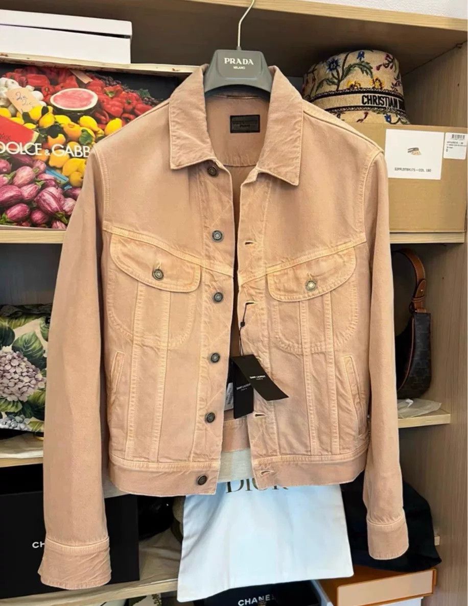 Saint Laurent Paris Saint Laurent Women's Pink Denim Jacket Size S / US 4 / IT 40 - 1 Thumbnail