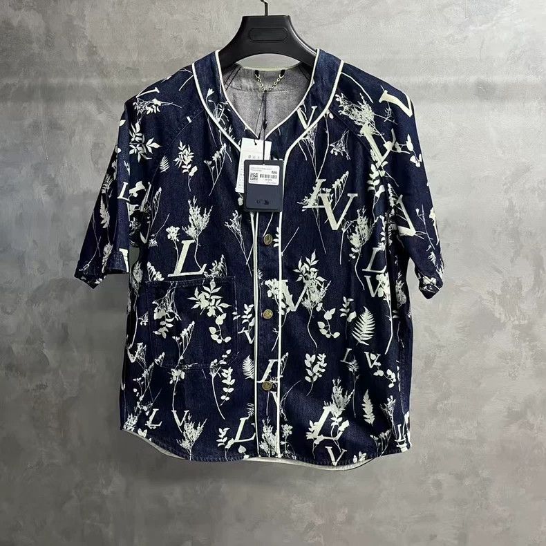 Louis Vuitton Louis Vuitton Blue Wheat Print Denim Shirt-yf Size US M / EU 48-50 / 2 - 1 Thumbnail