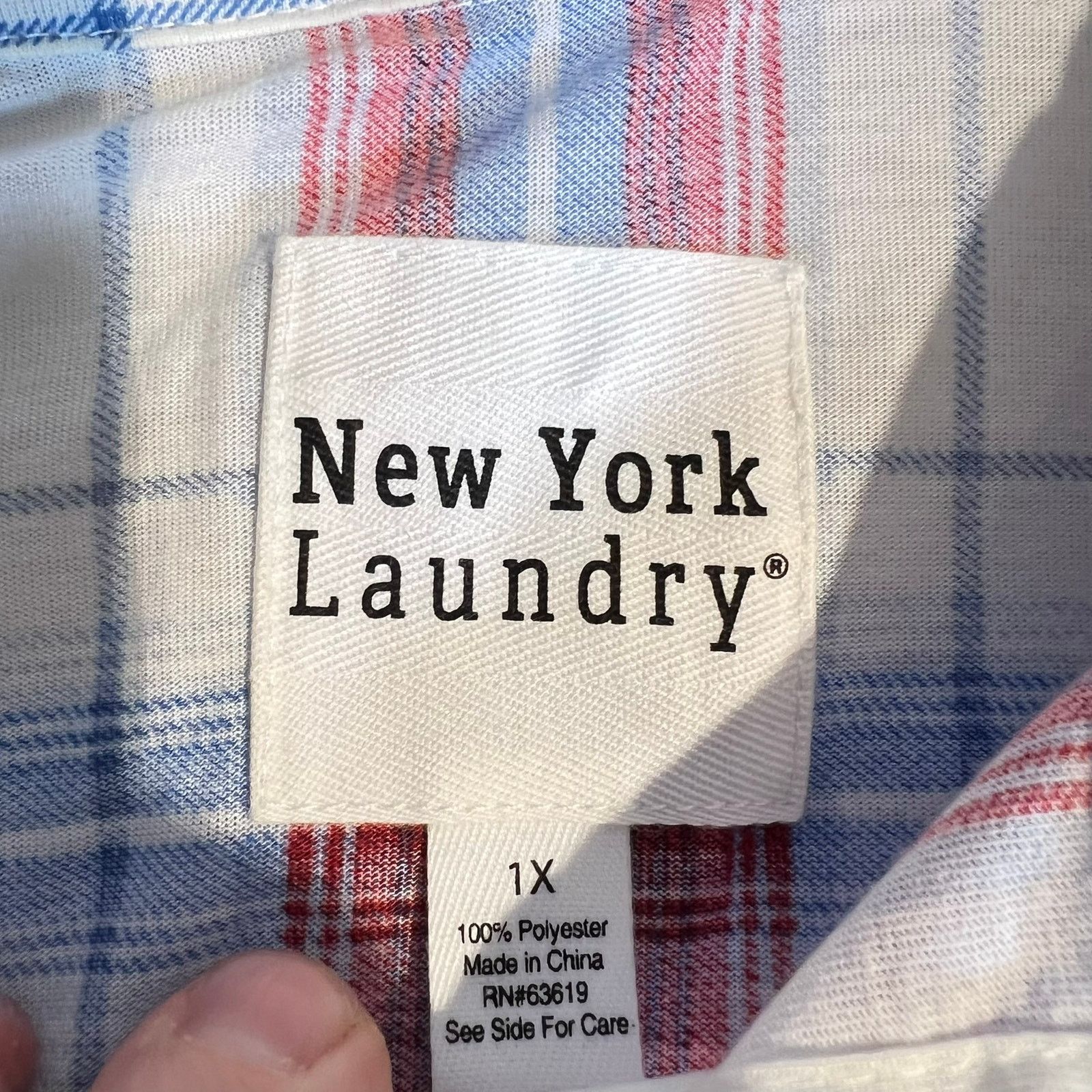 Other New York Laundry Button Flannel Top Woman 1X Roll Tab Sleeve Size XXL / US 16-18 / IT 52-54 - 2 Thumbnail