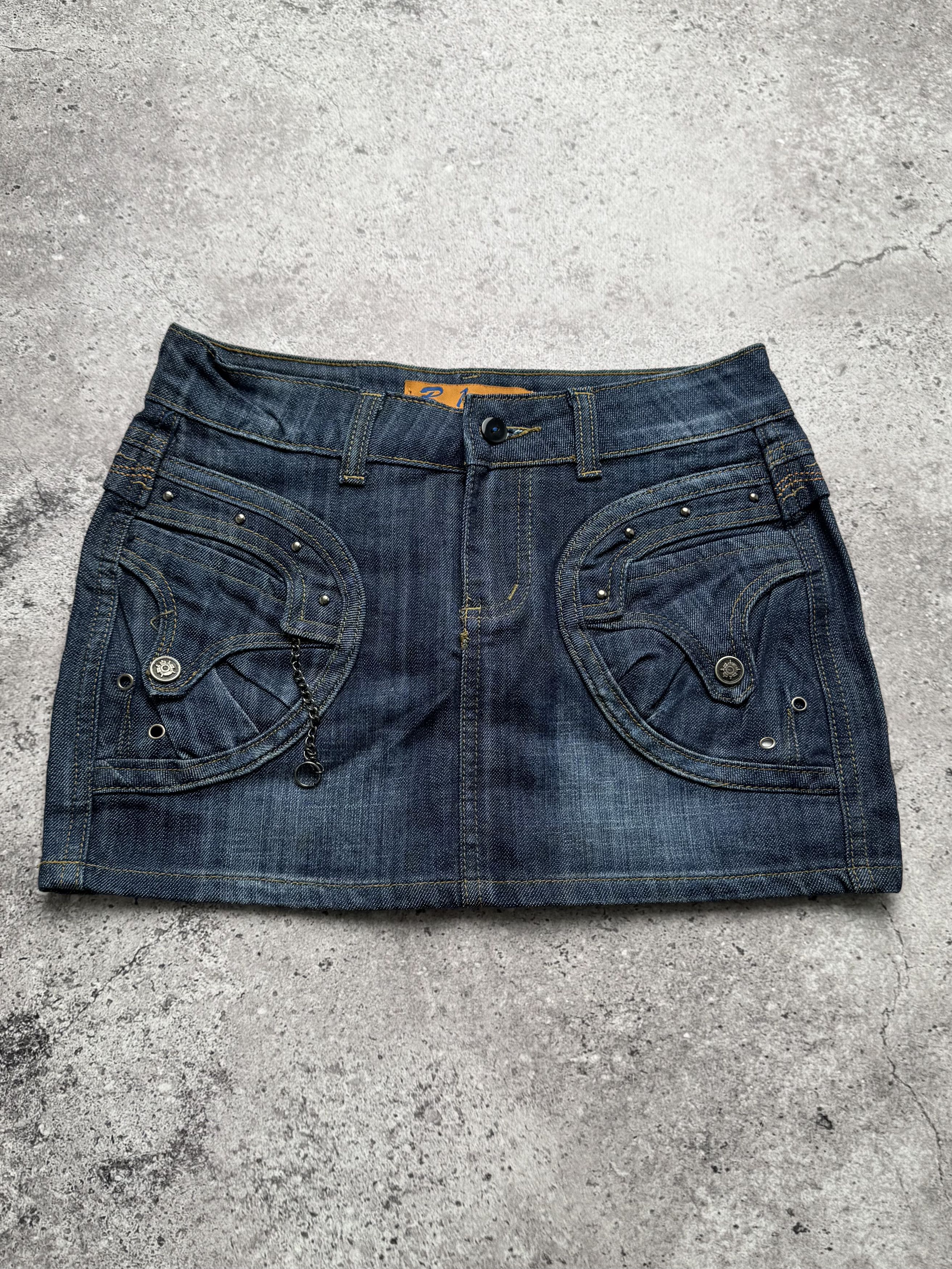 Vintage Vintage Faded Denim Mini Skirt C2(V494)(E8) Size 25" / US 0 / IT 36 - 1 Thumbnail