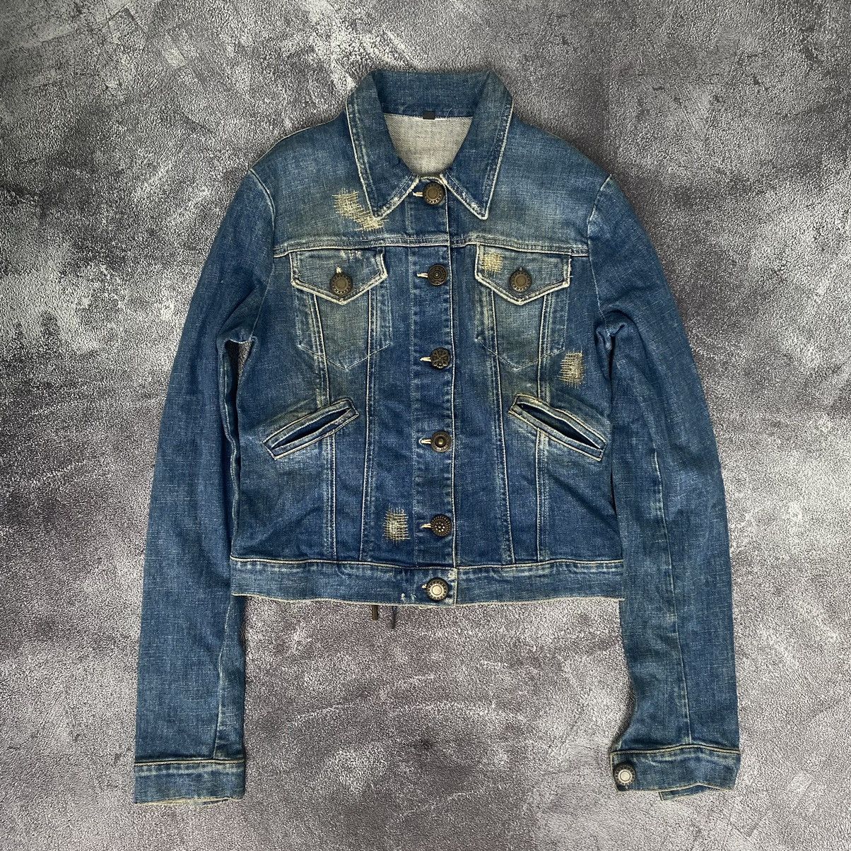 Designer Vintage Very Rare Roberto Cavalli Distressed Denim Jackets Size S / US 4 / IT 40 - 1 Thumbnail
