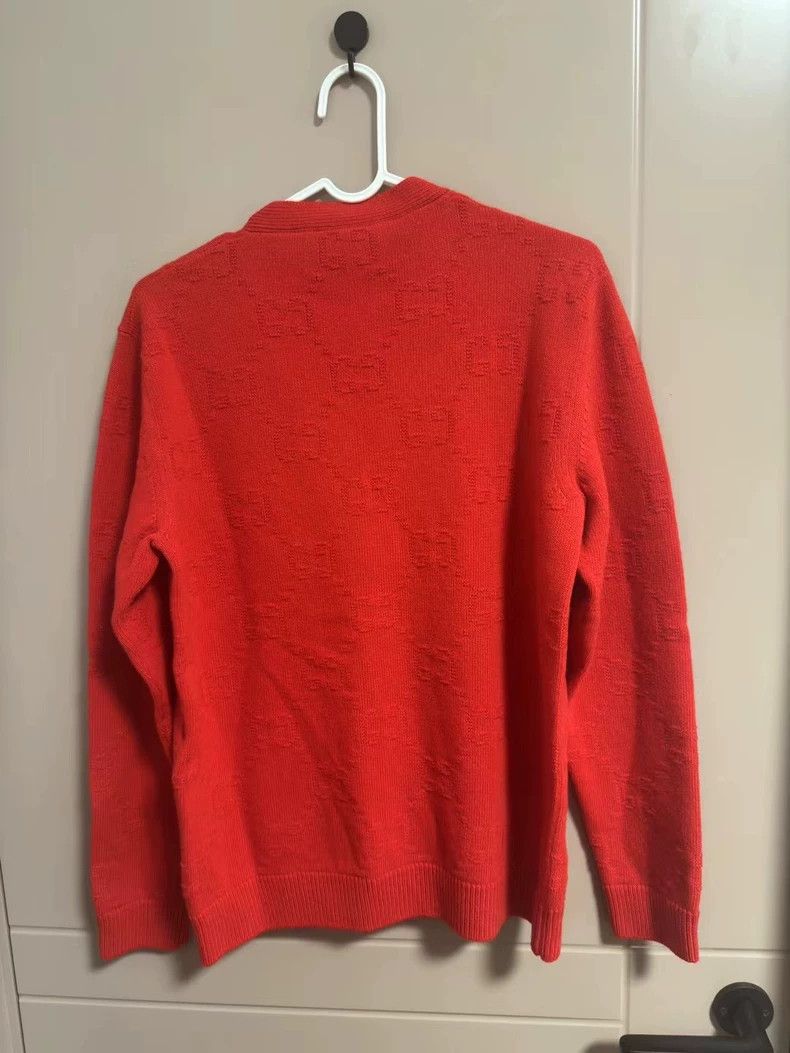 Gucci Gucci Red full-print embossed old flower cardigan sweater 2 Size US XS / EU 42 / 0 - 2 Thumbnail
