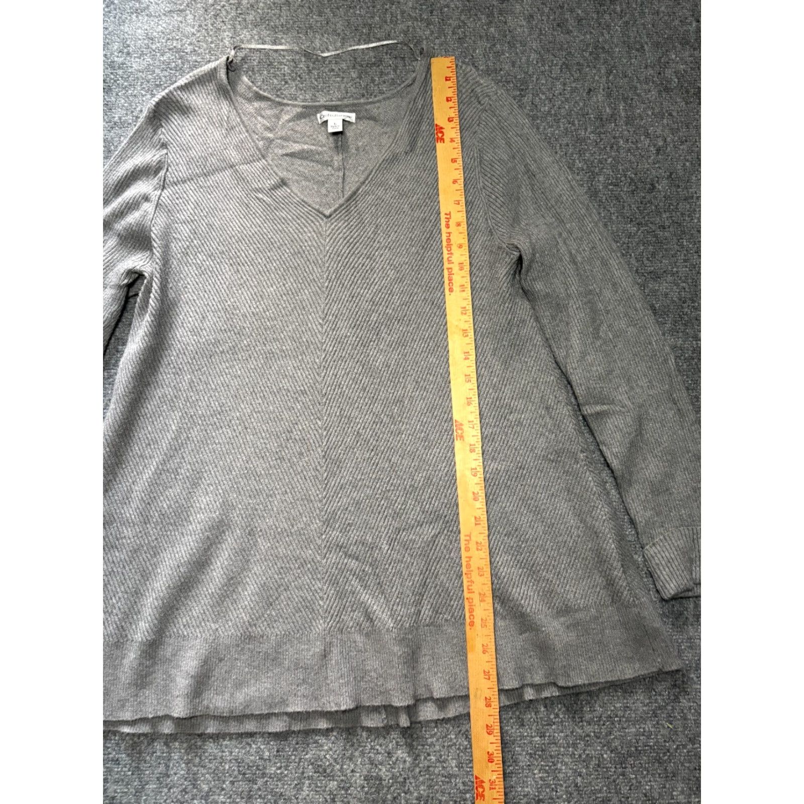 Croft & Barrow Croft & Barrow Sweater Womens Large Gray Long Sleeve Ribbed Pull Over Size L / US 10 / IT 46 - 2 Thumbnail