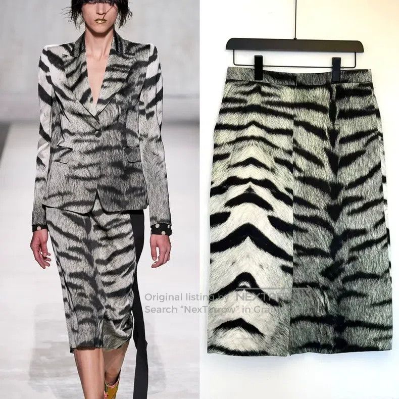 Dries Van Noten Dries Van Noten Black and white striped skirt Size 37" - 1 Thumbnail