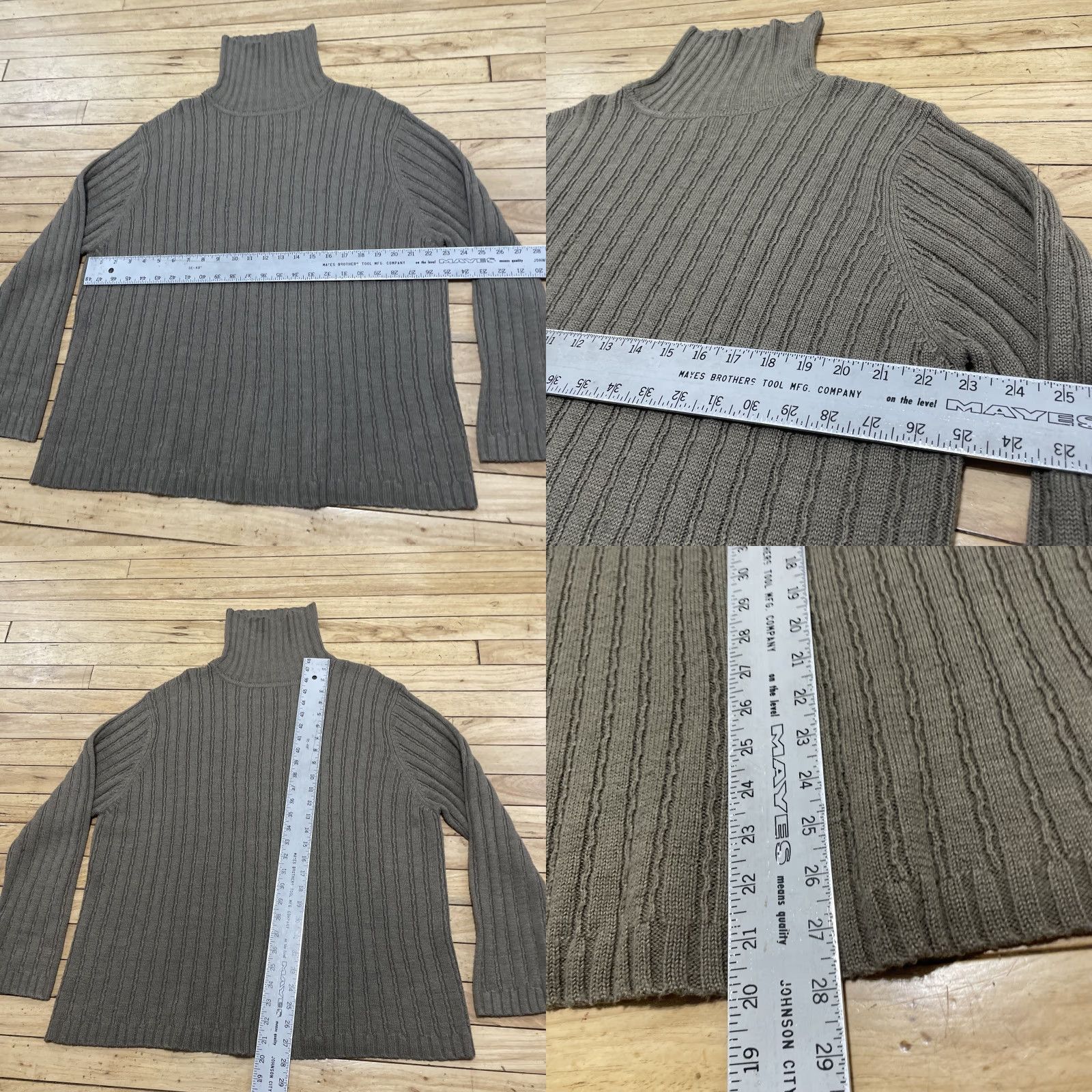 Vintage VINTAGE Tribeca 90s/y2k Brown Wool Turtleneck Sweater XXL Ribbed Knit Pullover Mulher? Size XXL / US 16-18 / IT 52-54 - 8 Thumbnail