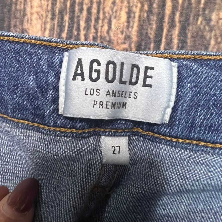 Agolde Agolde Women's Skinny Jeans Size 27 Medium Wash Frayed Hem Size 27" / US 4 / IT 40 - 2 Thumbnail