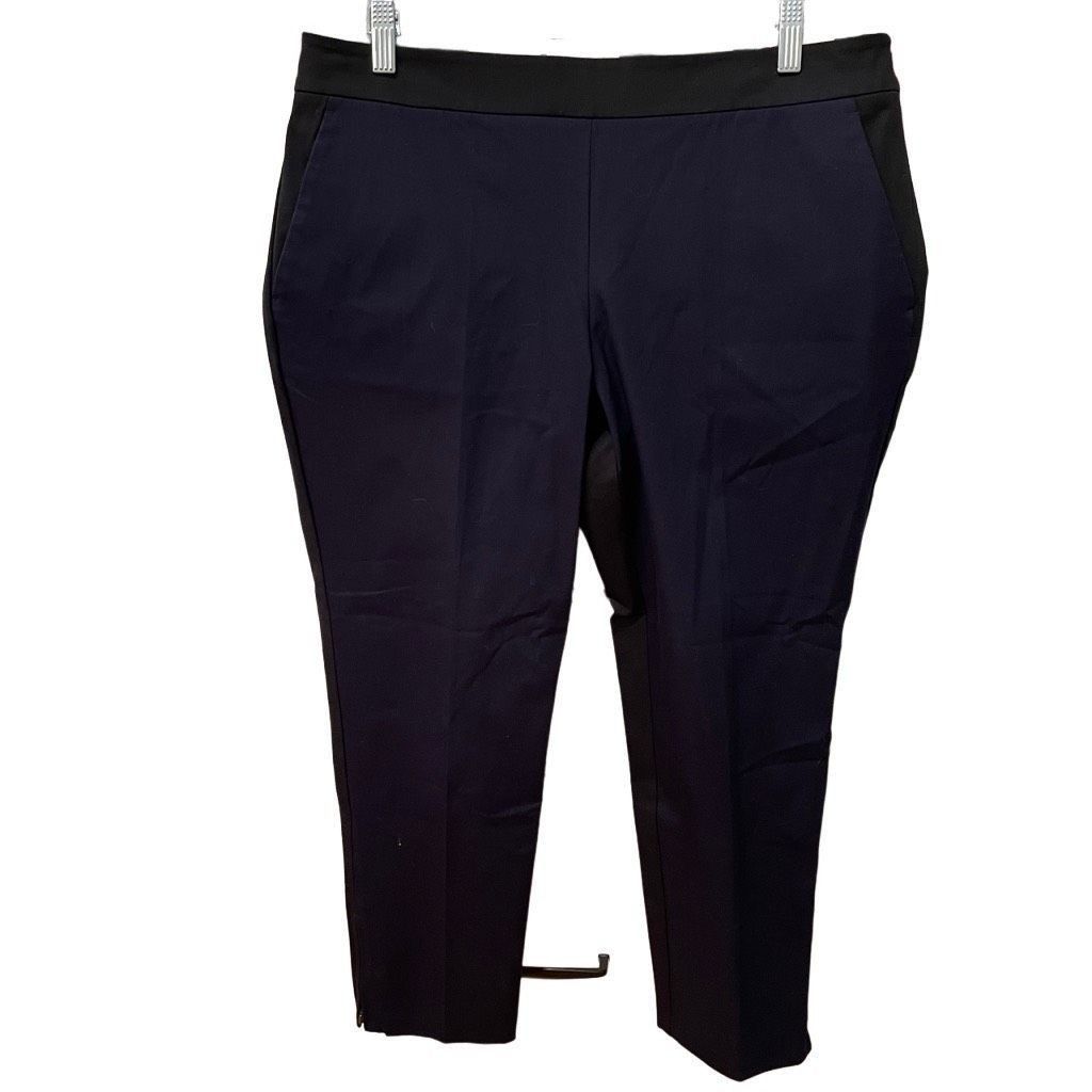 Eileen Fisher Pants Womens M Organic Cotton Twill Colorblock Slim Leg Ankle Work