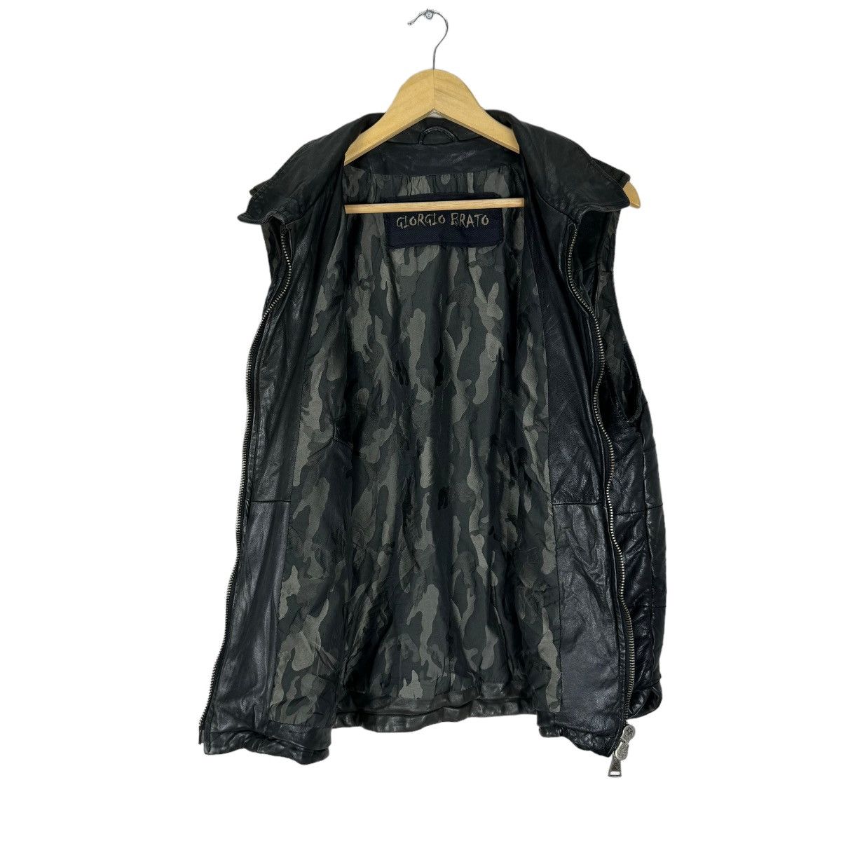 Giorgio Brato 🌟GIORGIO BRATO ITALY CAMO INSIDE LEATHER VEST Size US M / EU 48-50 / 2 - 8 Thumbnail