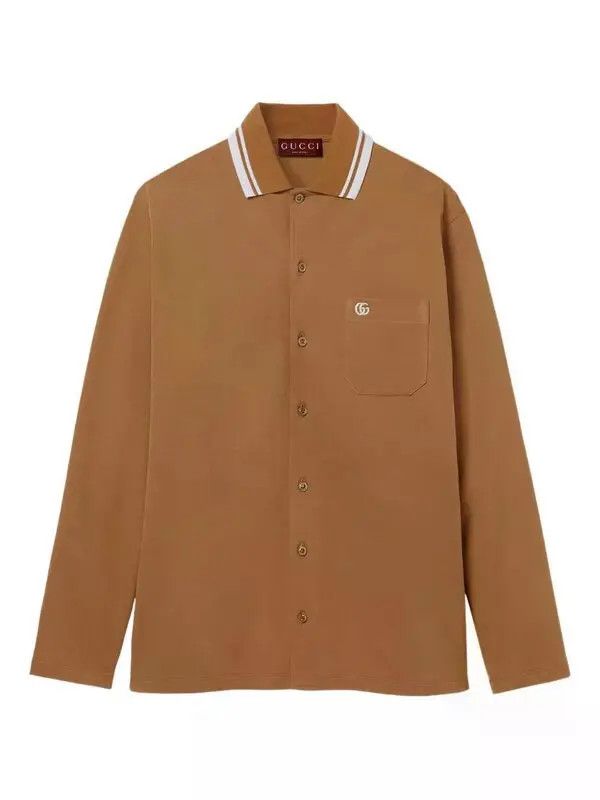 Gucci o1la5ras0626 Cotton Piquet Polo Shirt in Brown Size US M / EU 48-50 / 2 - 1 Thumbnail