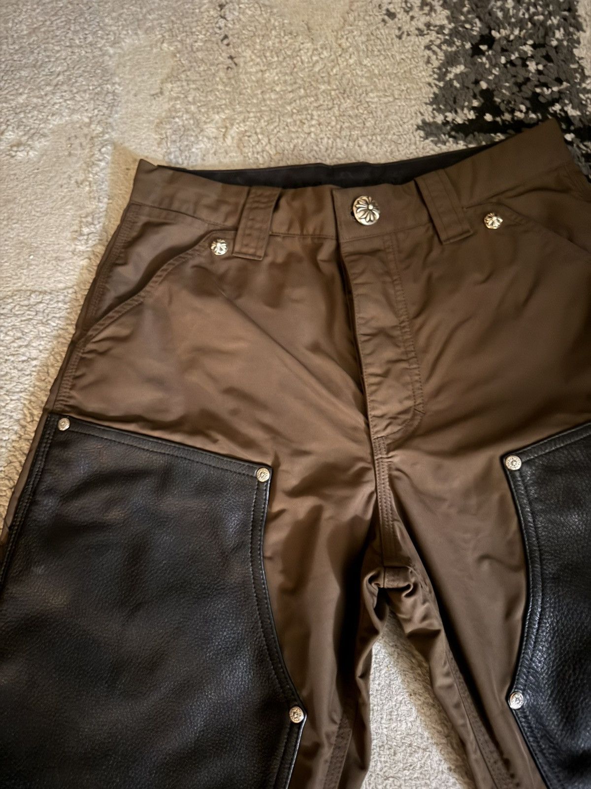 Chrome Hearts Chrome Hearts Brown Leather Double Knee Carpenter Pants Size US 29 - 3 Thumbnail