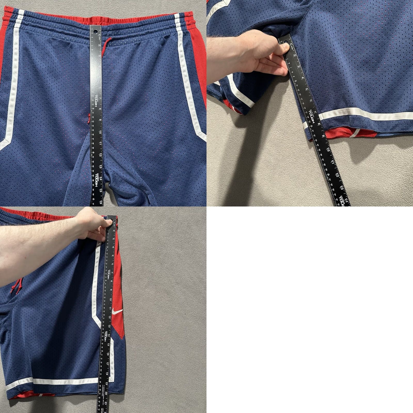Nike VINTAGE Nike Basketball Shorts Mens L Blue Red White Satin Reversible Y2K 90s Baggy Athletic 90s Mens Size US 33 - 8 Thumbnail
